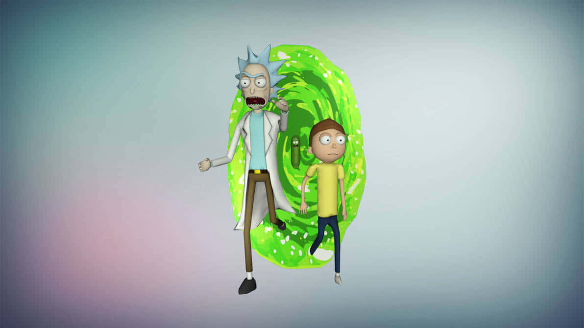 Rick And Morty, green portal, swirling portal, SD Desktop Wallpaper
