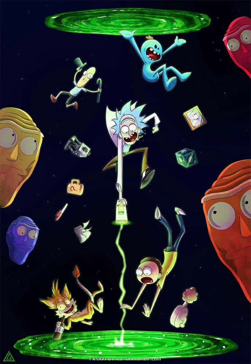 Rick And Morty, portal, zero gravity, SD Phone Wallpaper
