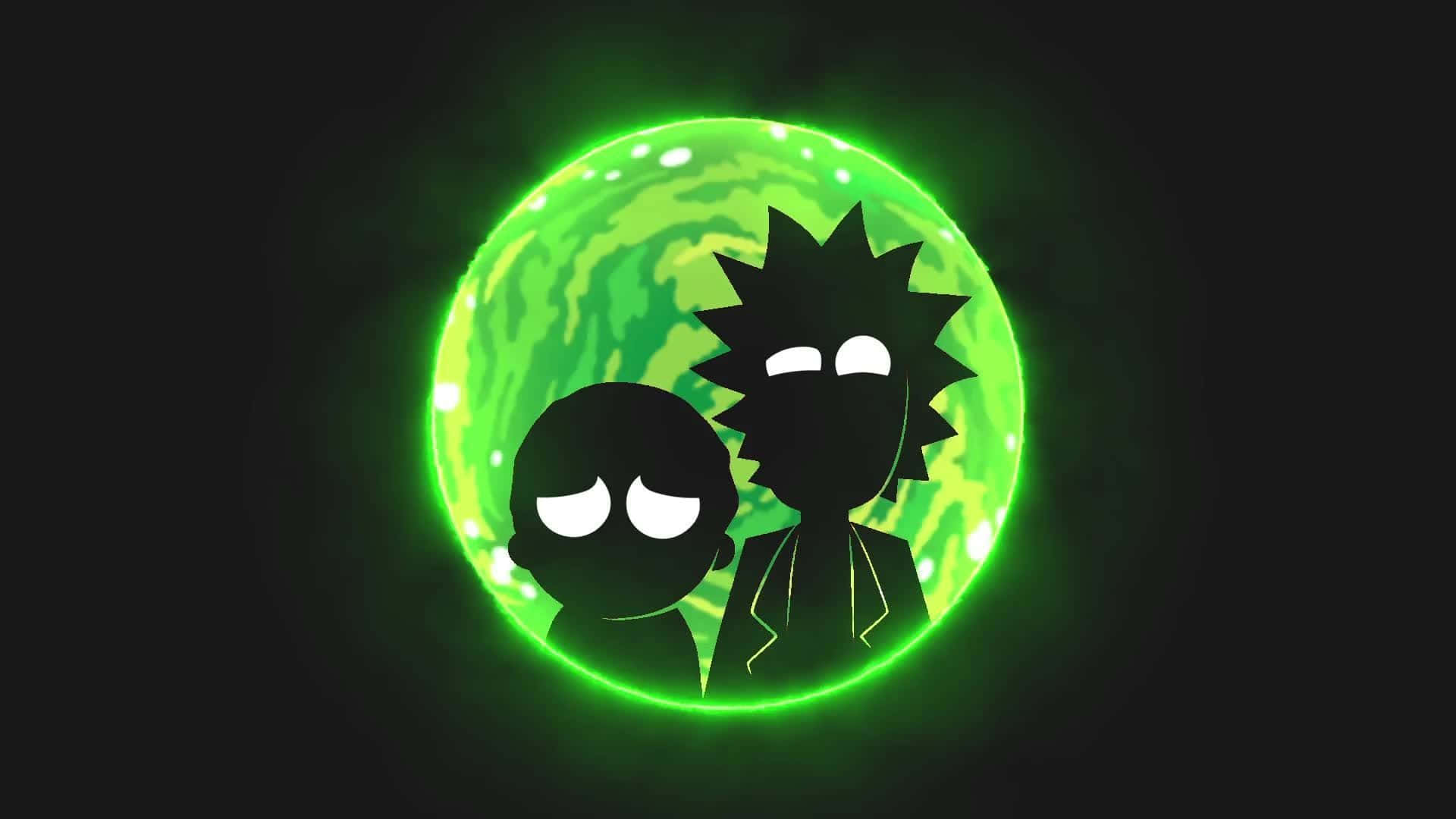 Rick And Morty Portal, glowing green planet, black void, Full HD Desktop Wallpaper