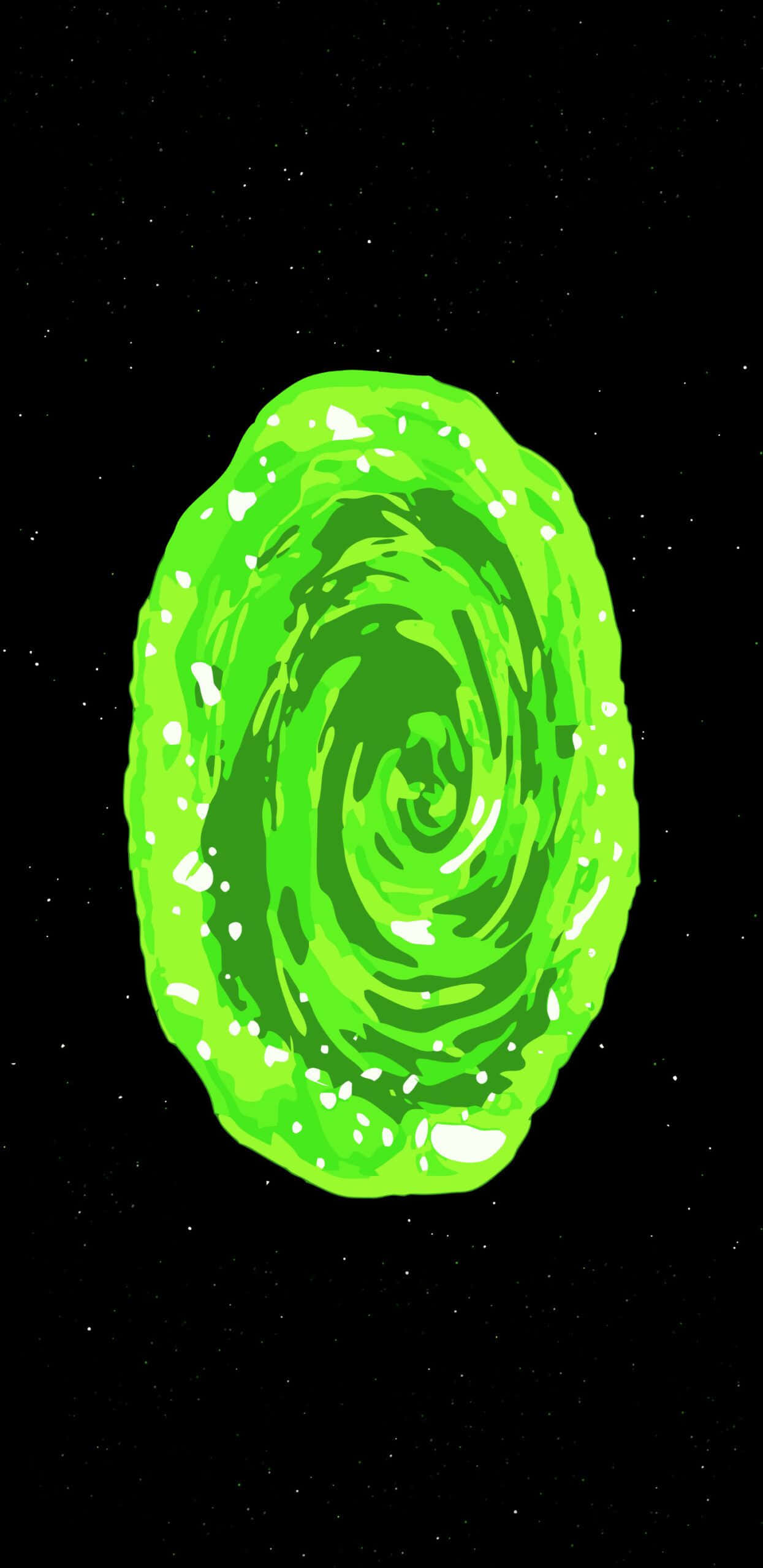 Rick and Morty, portal, glowing green, 2K Phone Wallpaper