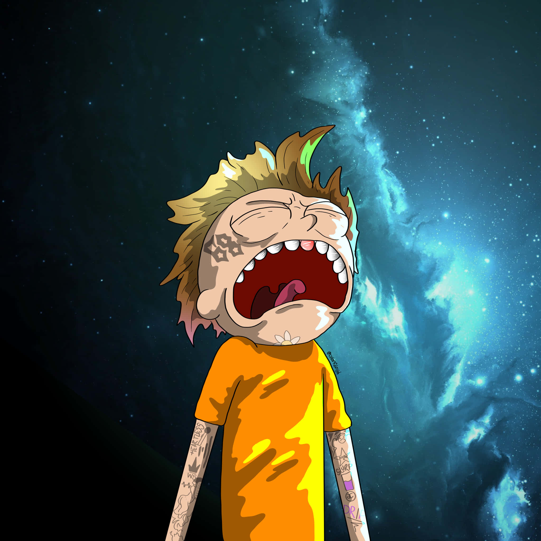 Rick and Morty, spiky hair, tattoos, Full HD Desktop Wallpaper
