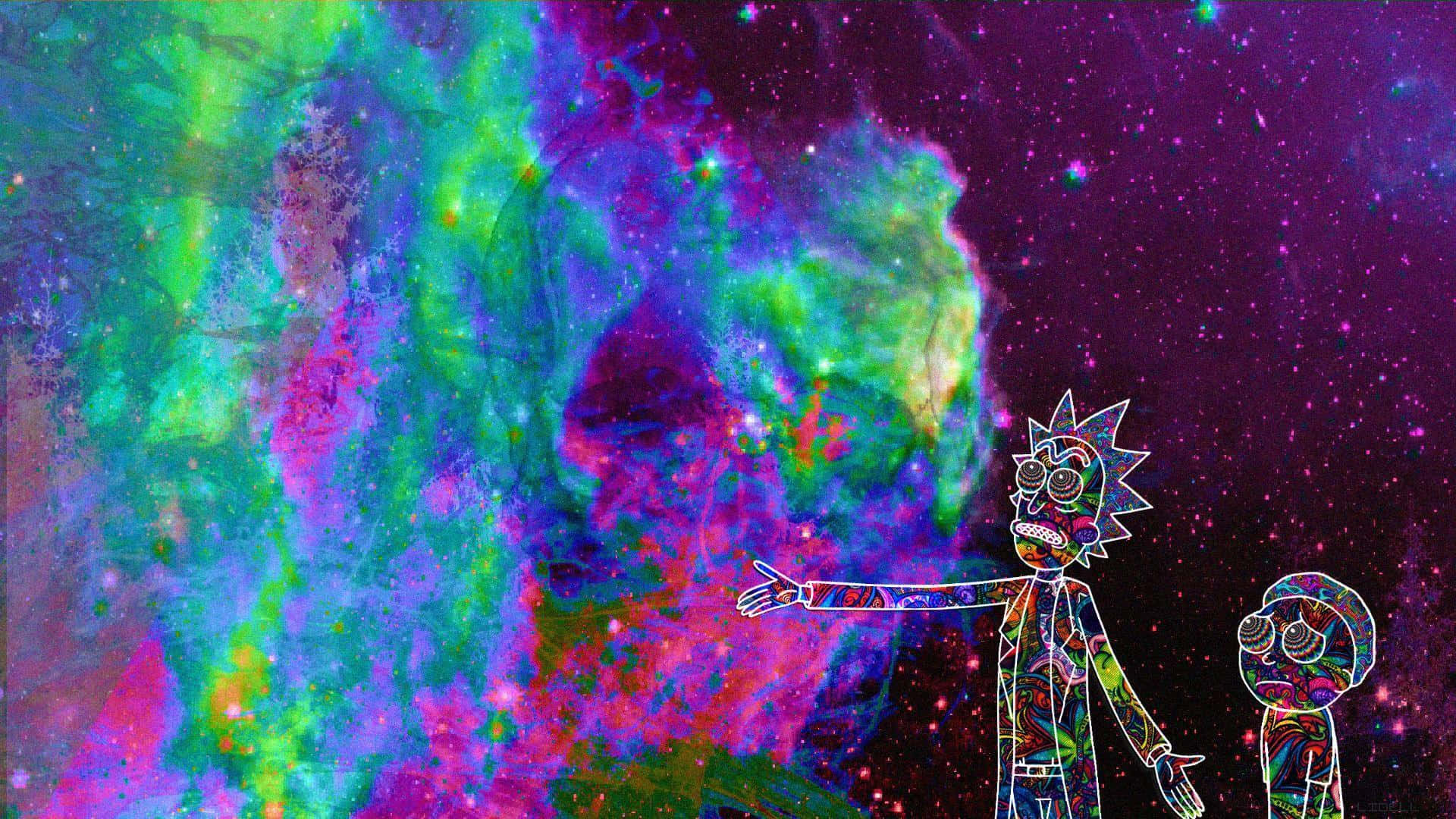 Rick and Morty, neon greens, purples, Full HD Desktop Wallpaper