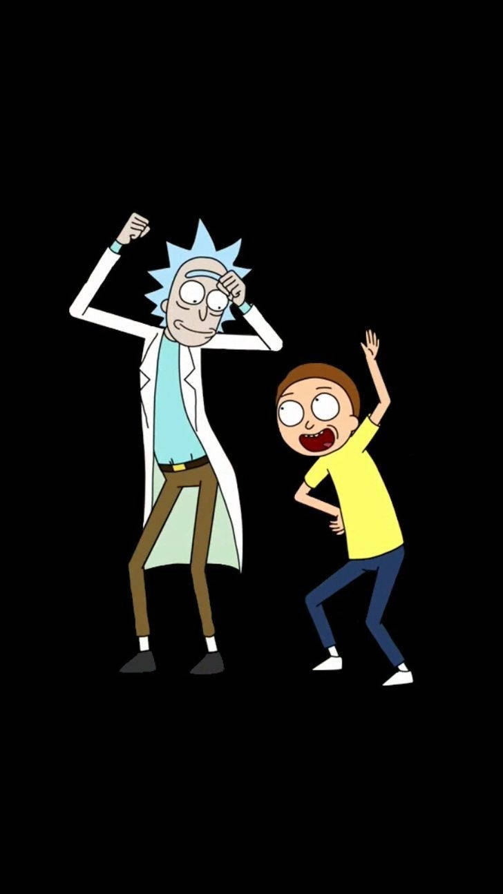 Rick and Morty, dancing, stark black background, HD Phone Wallpaper
