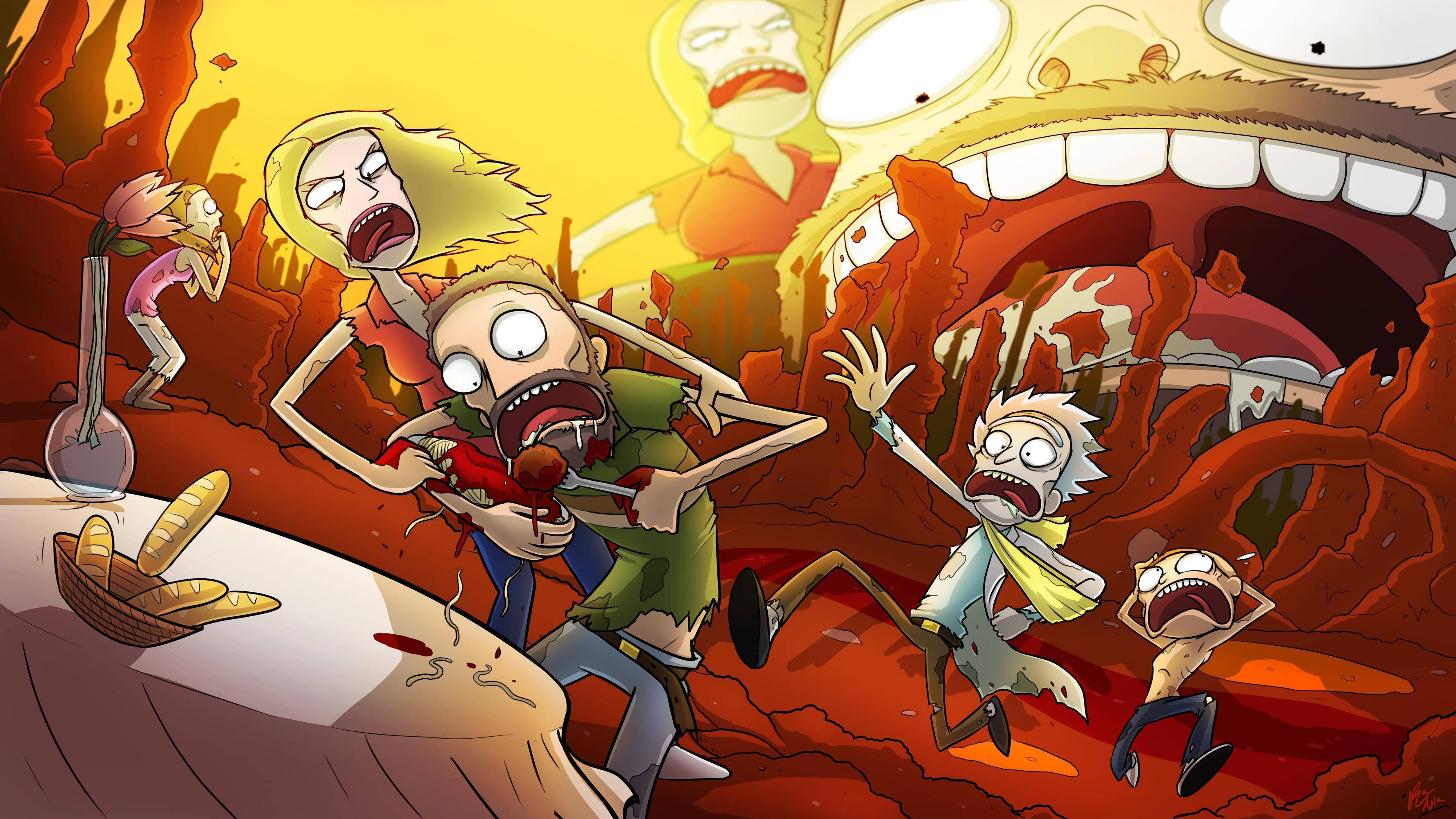 Rick And Morty, stoner, giant monstrous mouth, 2K Desktop Wallpaper