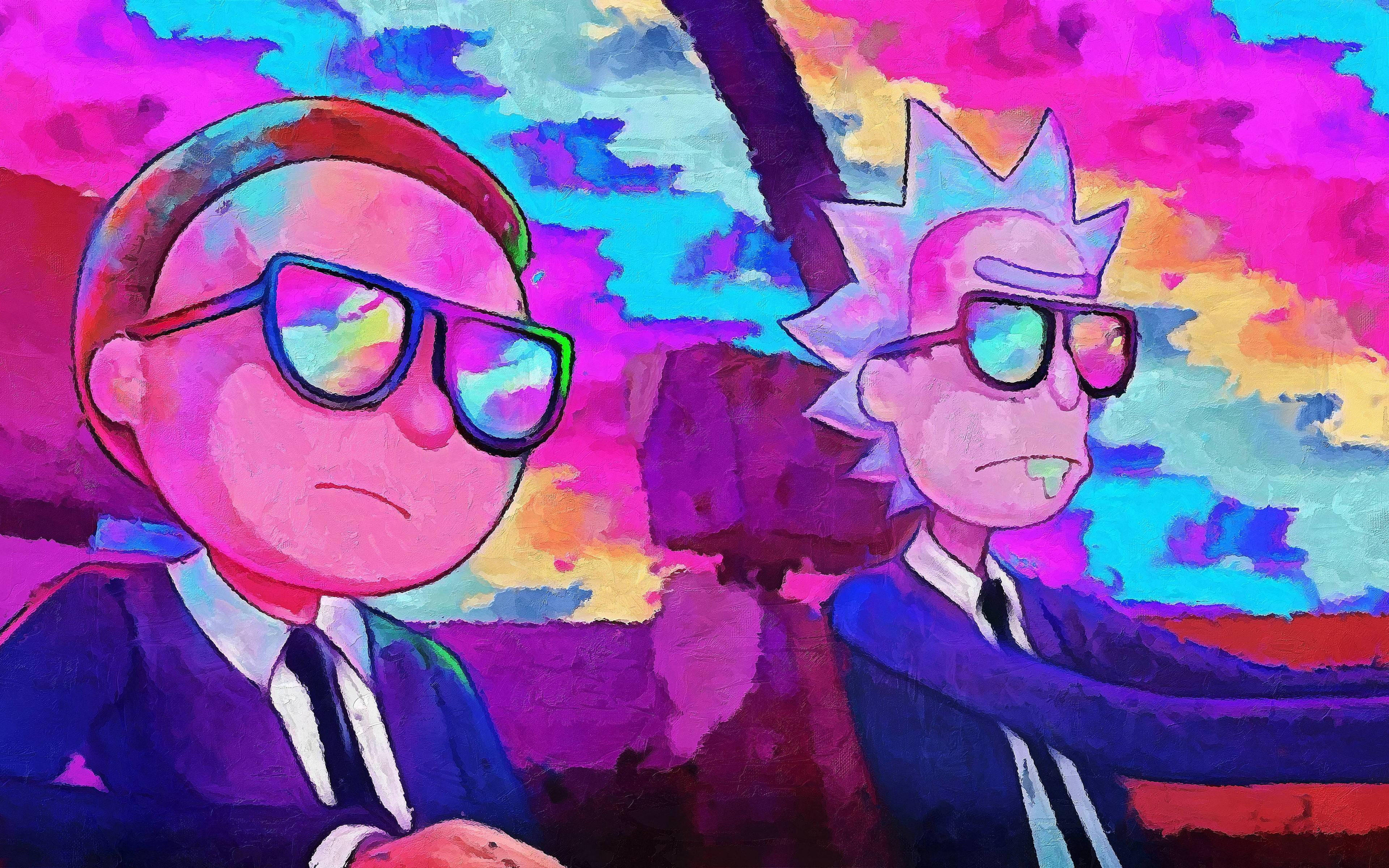 Rick And Morty, stoner, psychedelic sky, 4K Desktop Wallpaper