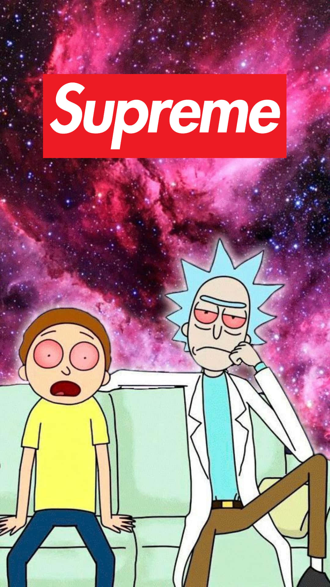 Rick And Morty, Supreme, vibrant pink cosmic nebula, Full HD Phone Wallpaper