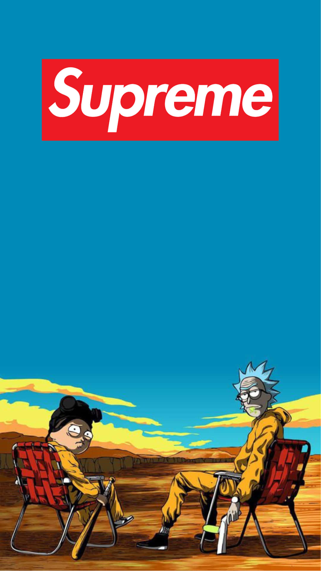 Rick And Morty, Supreme, red chairs, Full HD Phone Wallpaper