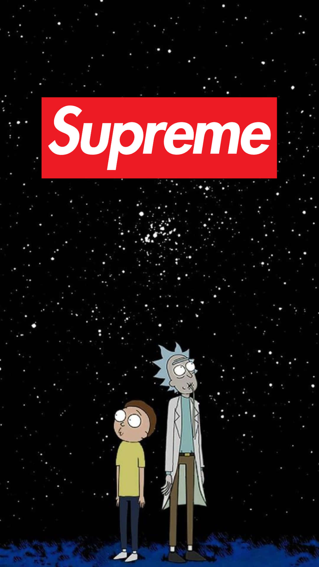 Rick And Morty, Supreme, starry night sky, Full HD Phone Wallpaper