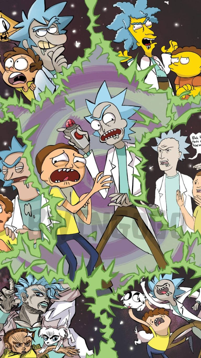 Rick And Morty, multiverse, green portal, HD Phone Wallpaper
