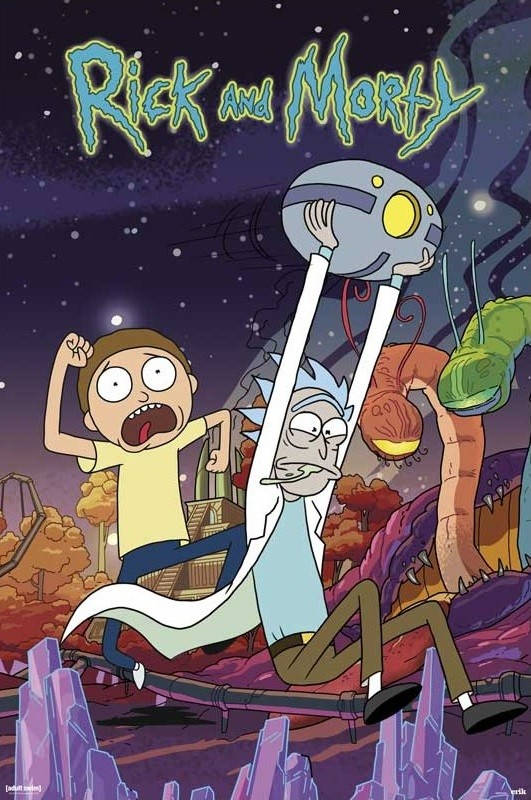 Rick And Morty, purple crystalline planet, starry sky, SD Phone Wallpaper