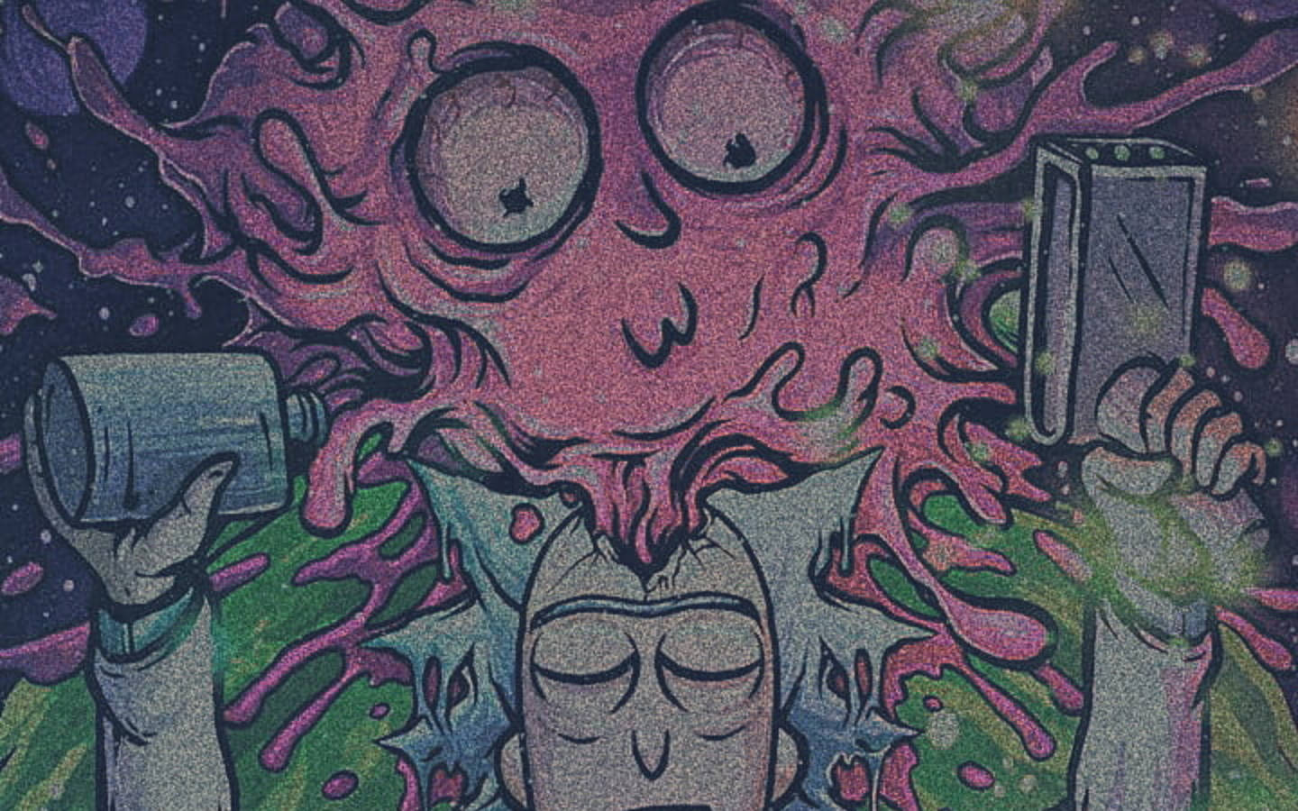 Rick And Morty, psychedelic, purple goo, HD Desktop Wallpaper