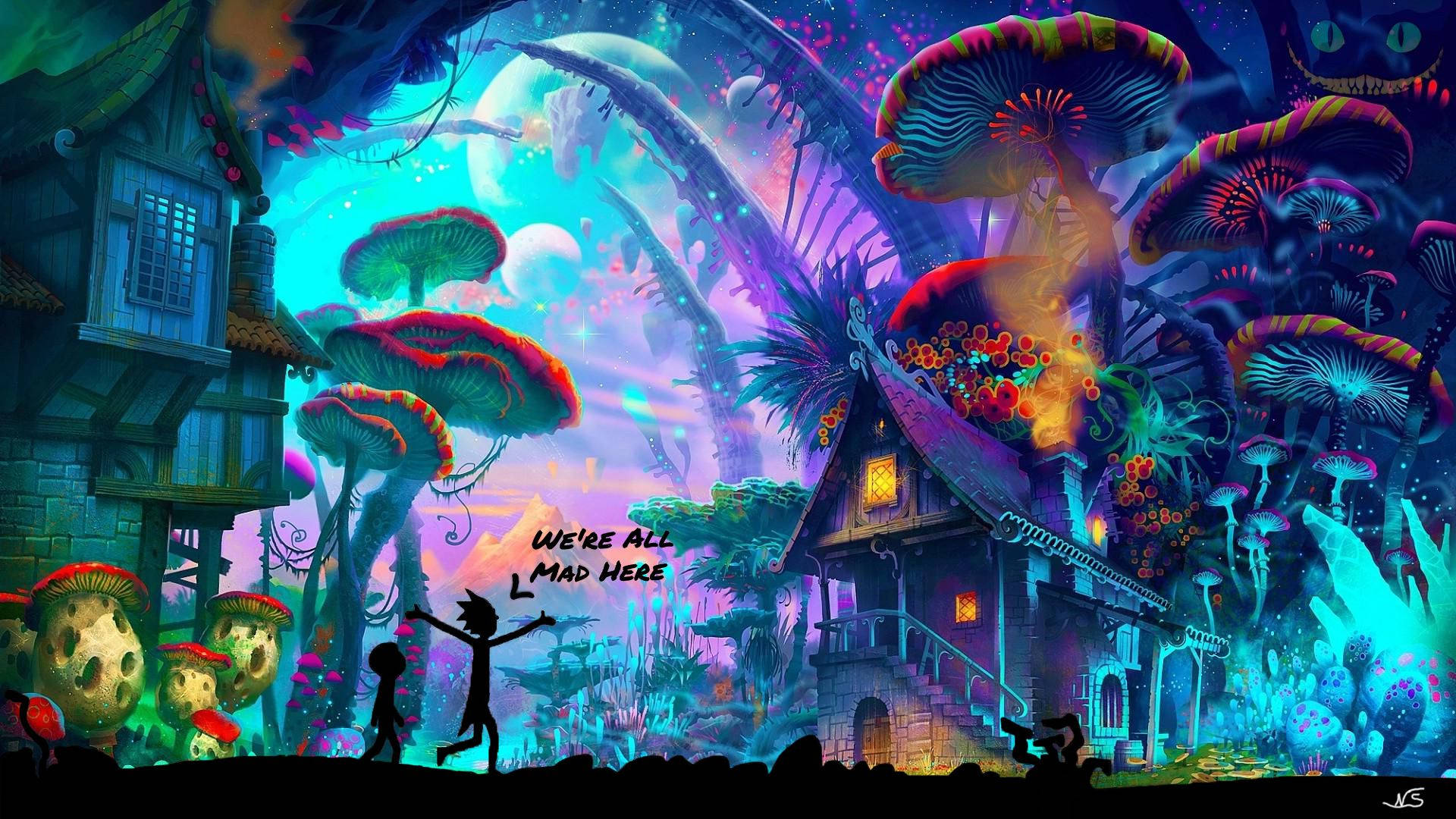Rick And Morty, Trippy, glowing mushrooms, Full HD Desktop Wallpaper