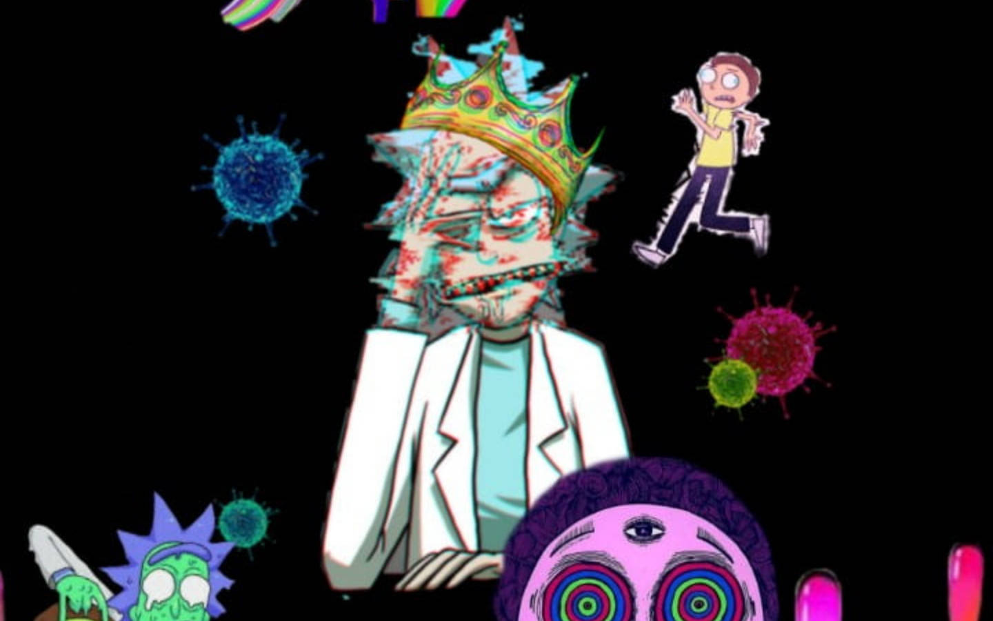 Rick And Morty, glitching, cartoon scientist, HD Desktop Wallpaper
