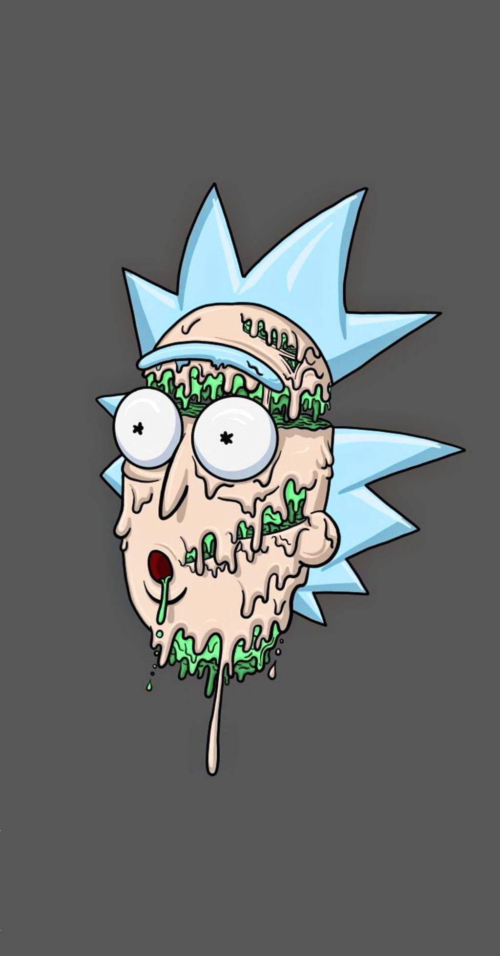 Rick And Morty, melting face, green goo, Full HD Phone Wallpaper