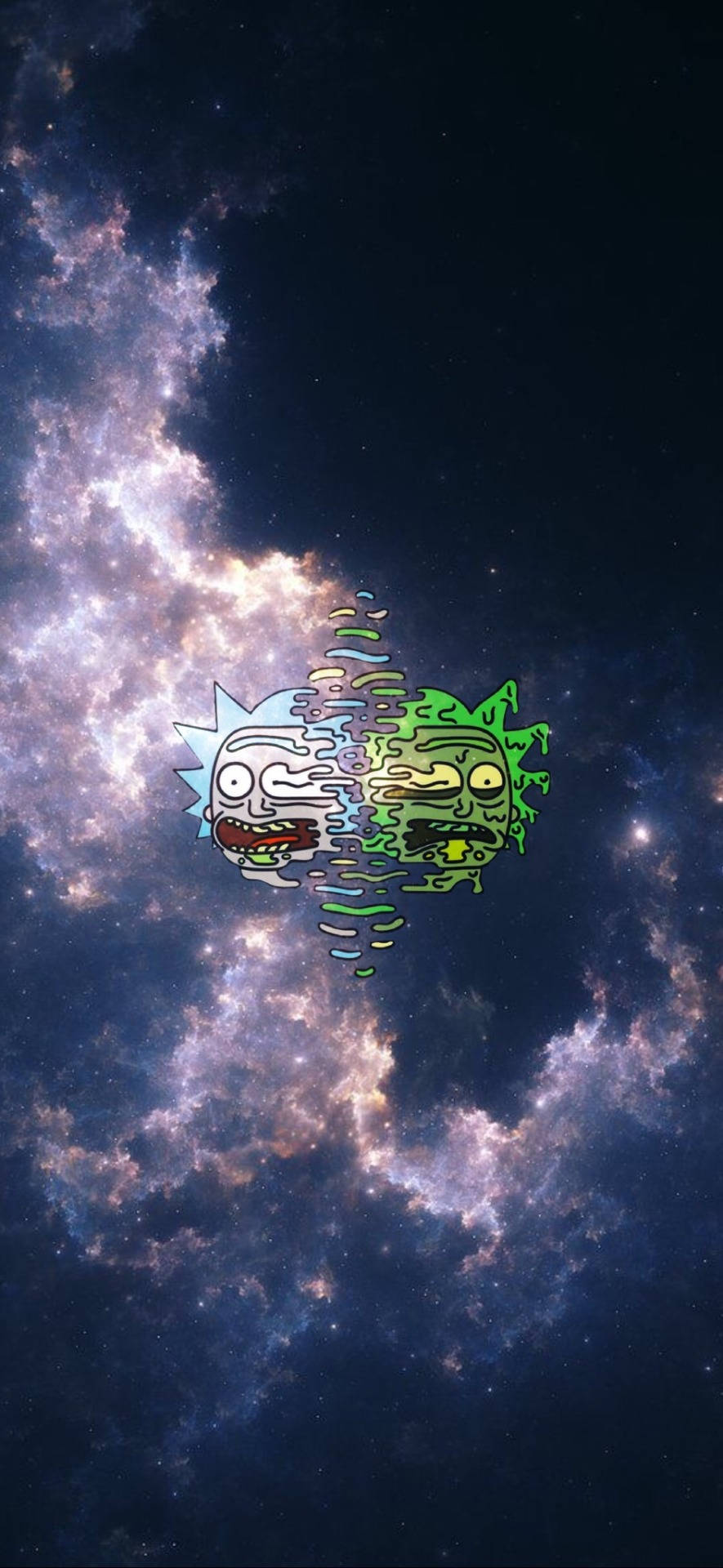 Rick And Morty, swirling halves, vibrant cosmic nebula, Full HD Phone Wallpaper