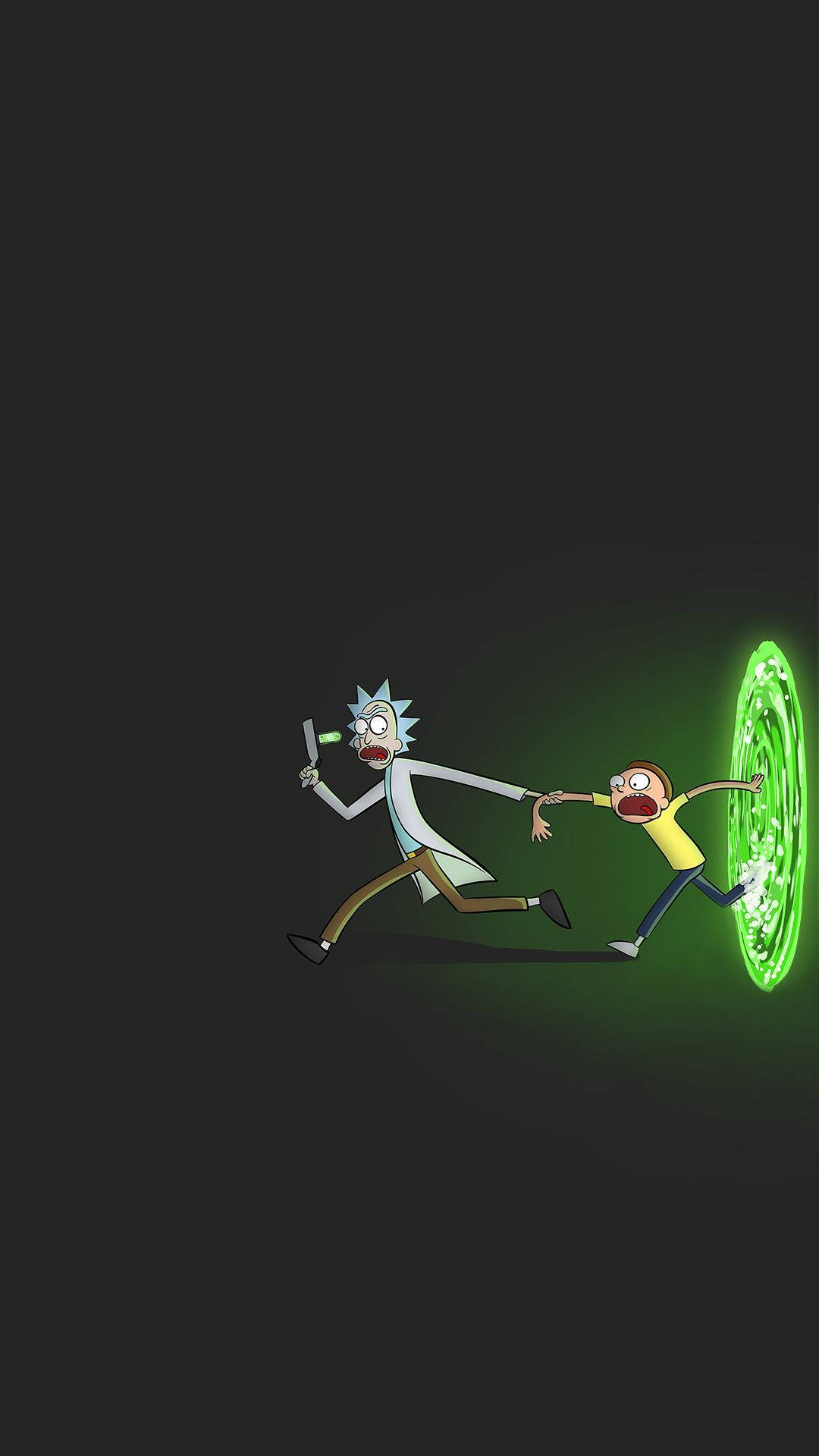Rick and Morty, portal, glowing green portal, Full HD Phone Wallpaper