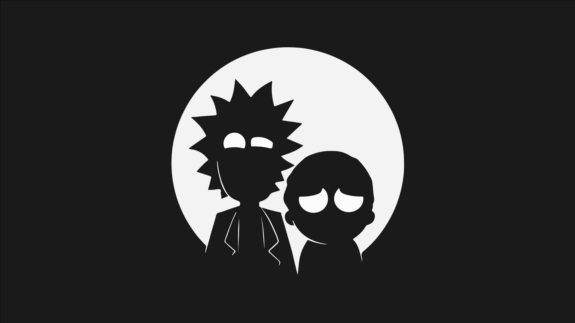 Rick and Morty, silhouette, glowing white circle, Full HD Desktop Wallpaper
