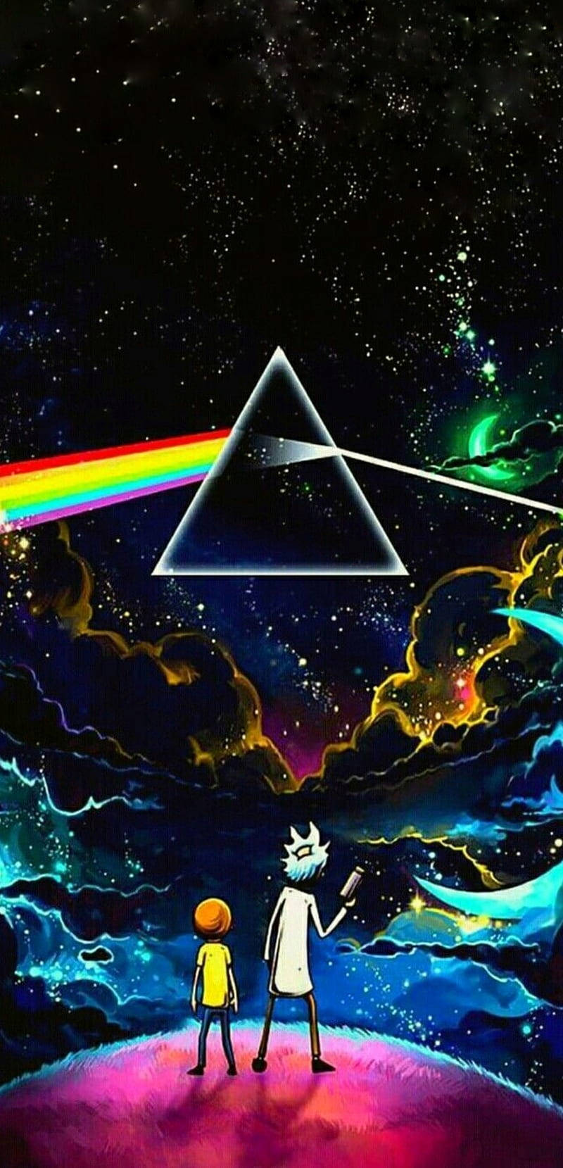Rick And Morty, rainbow prism, glowing planet, HD Phone Wallpaper