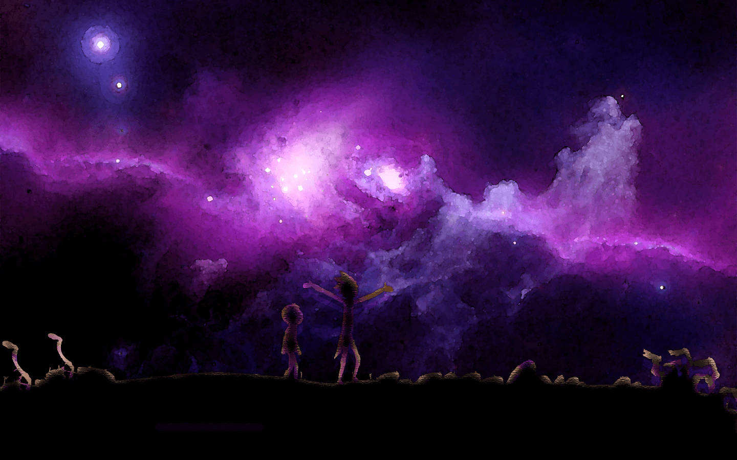 Rick And Morty, purple sky, nebula, HD Desktop Wallpaper