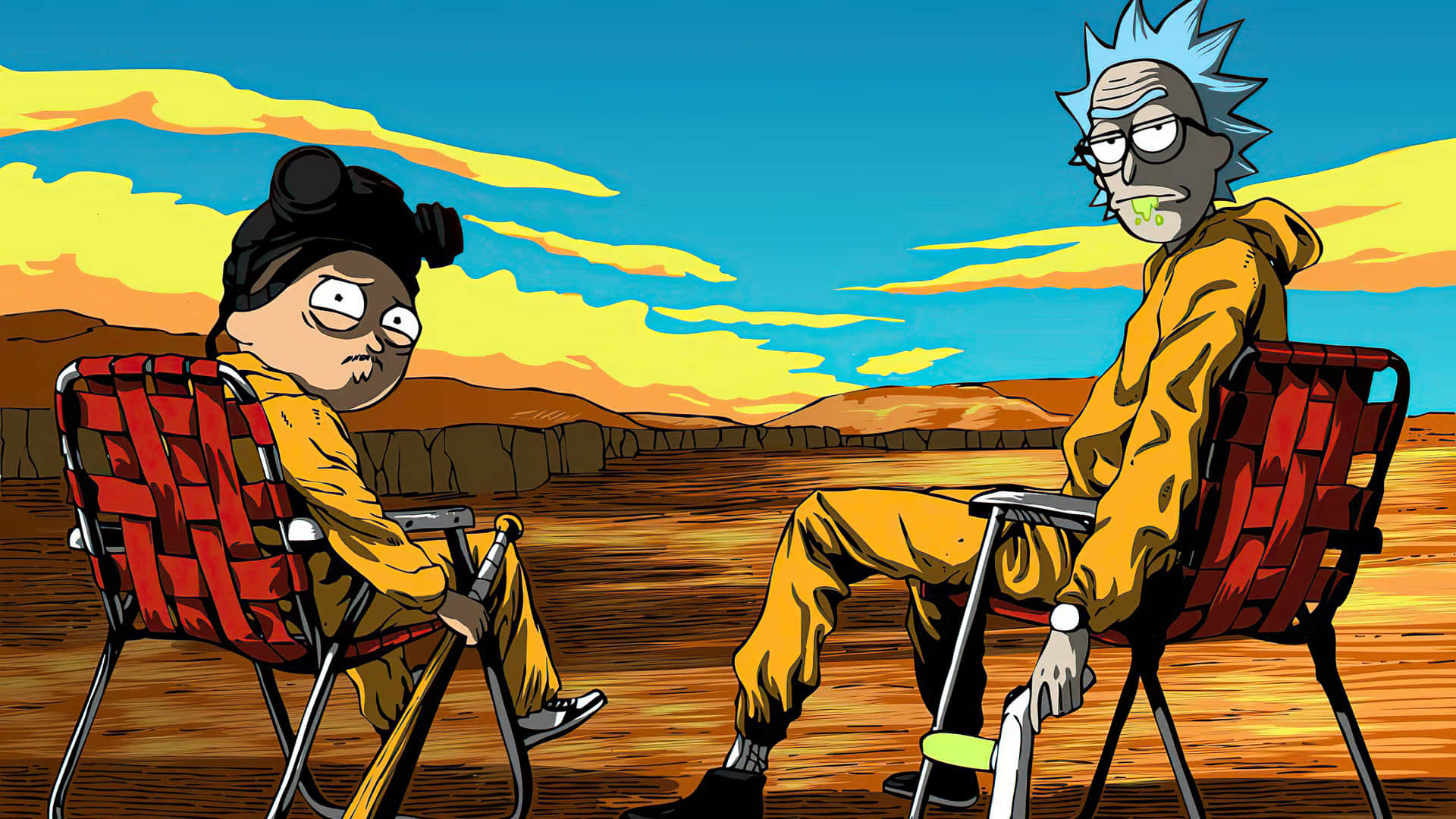 Rick And Morty, laptop, desert, Full HD Desktop Wallpaper