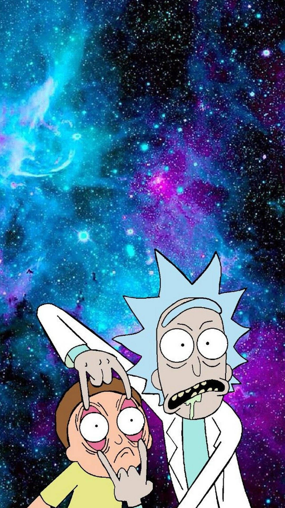 Rick And Morty, Purple Galaxy, cosmic nebula, Full HD Phone Wallpaper