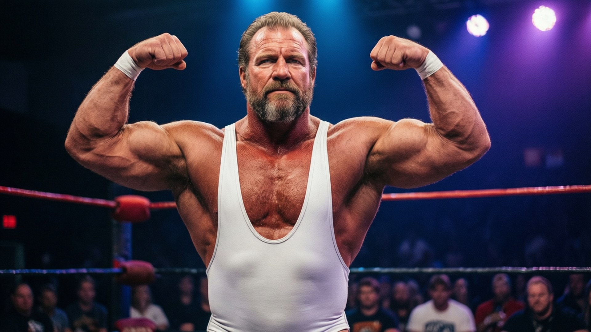 Rick Martel, white singlet, ring, Full HD Desktop Wallpaper