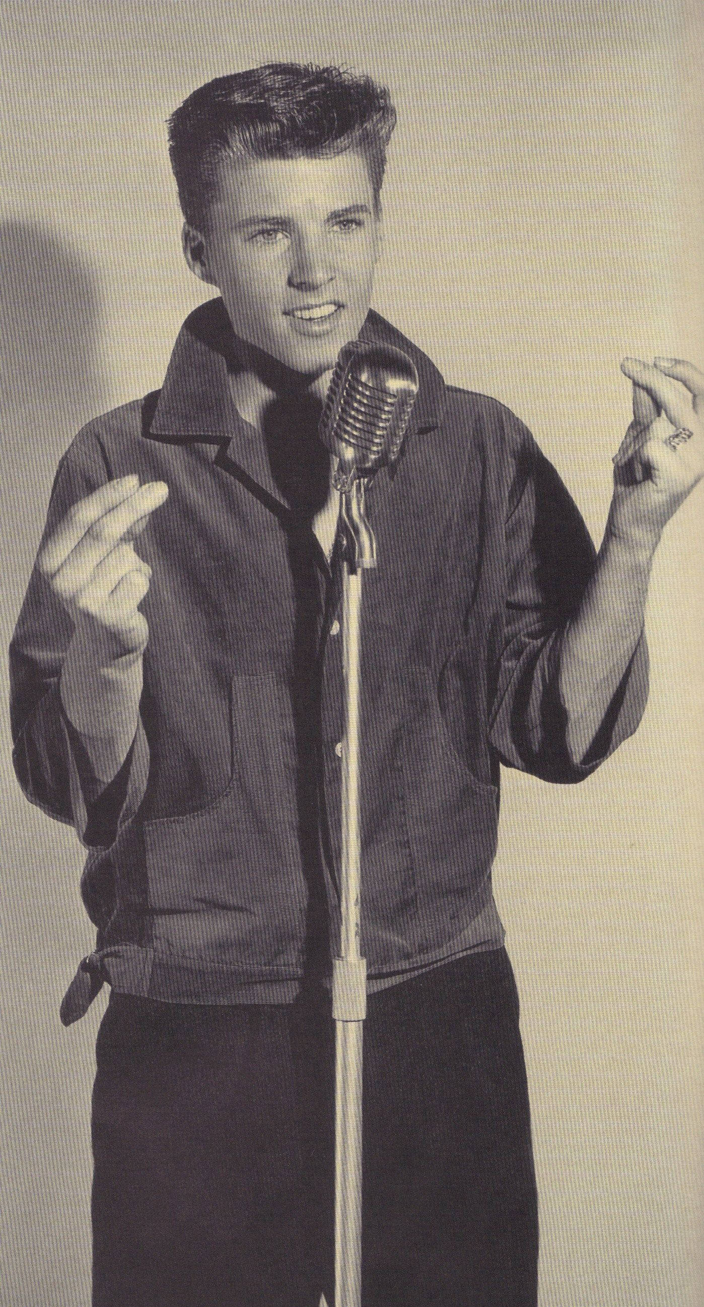 Rick Nelson, vintage microphone, studio setting, 2K Phone Wallpaper