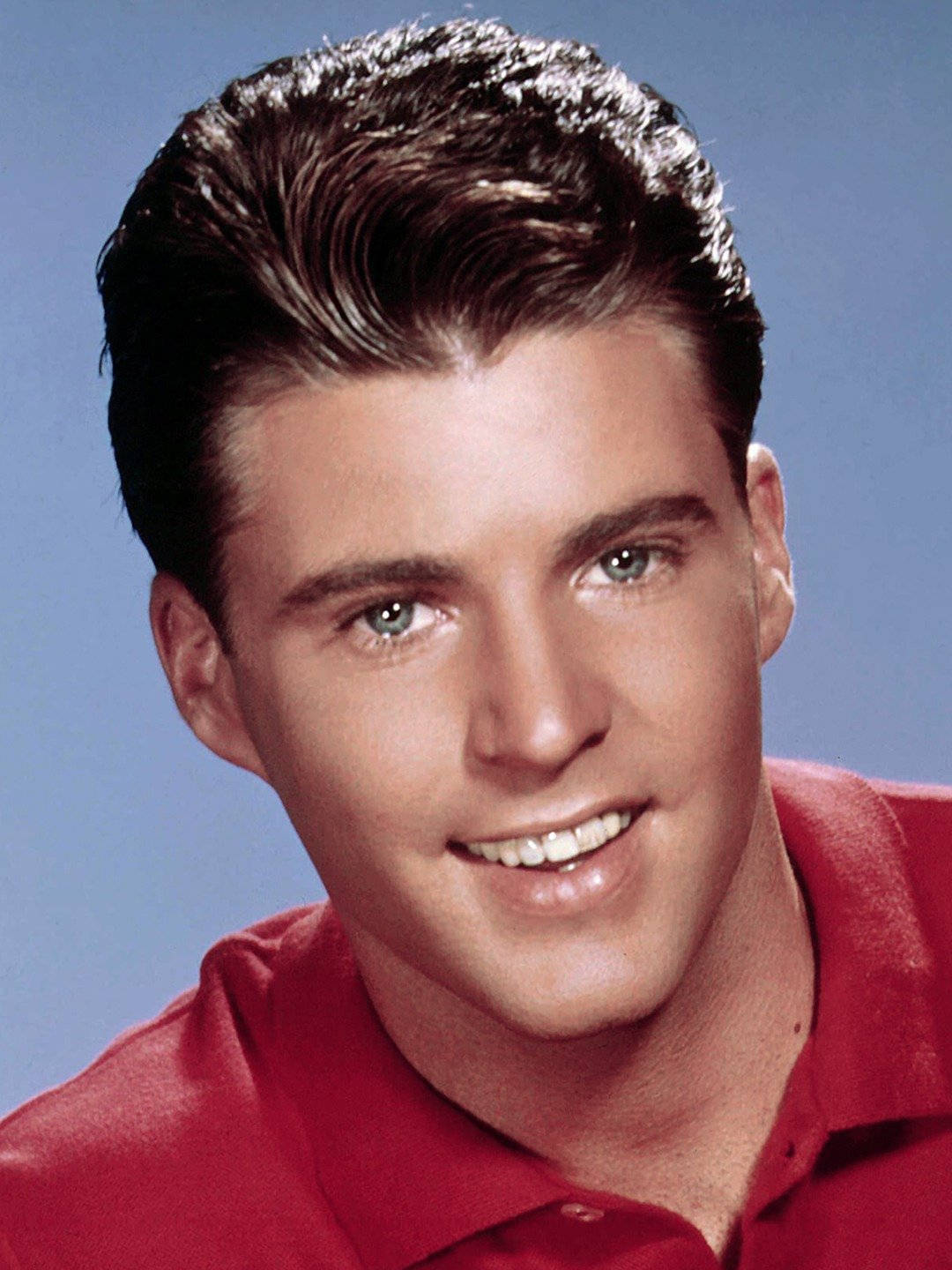 Rick Nelson, red polo shirt, green eyes, HD Phone Wallpaper