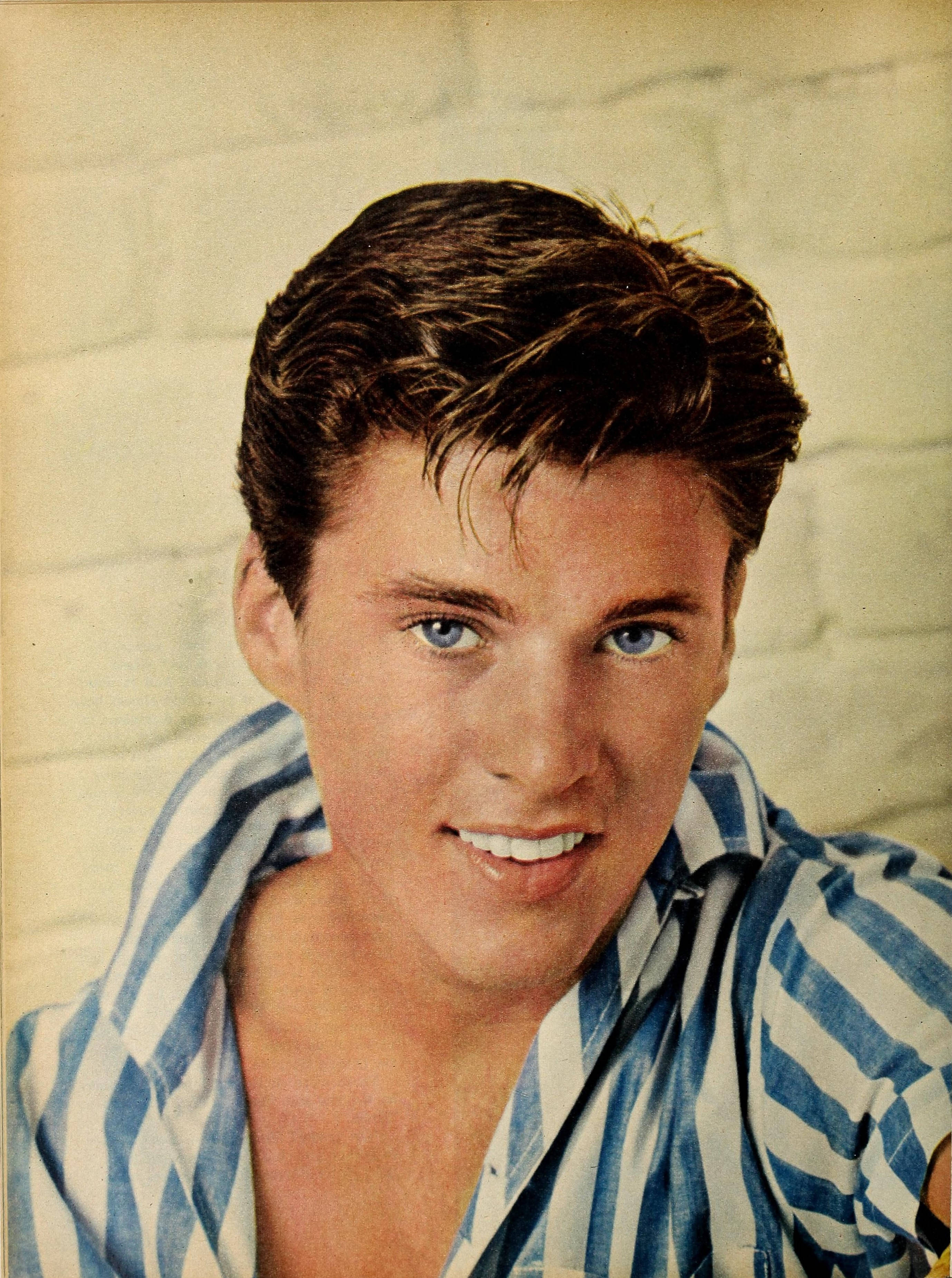 Rick Nelson, blue and white striped shirt, blue eyes, 2K Phone Wallpaper