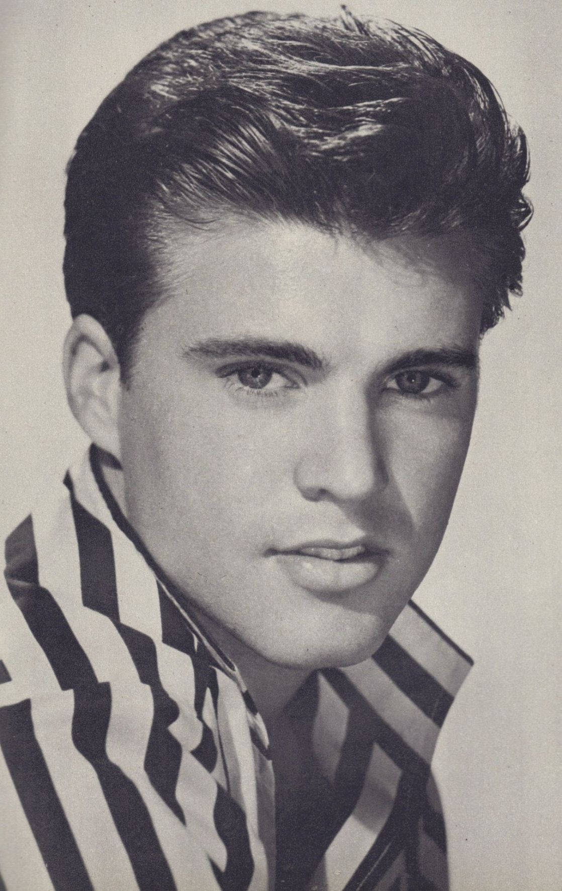 Rick Nelson, black and white portrait, styled hair, HD Phone Wallpaper