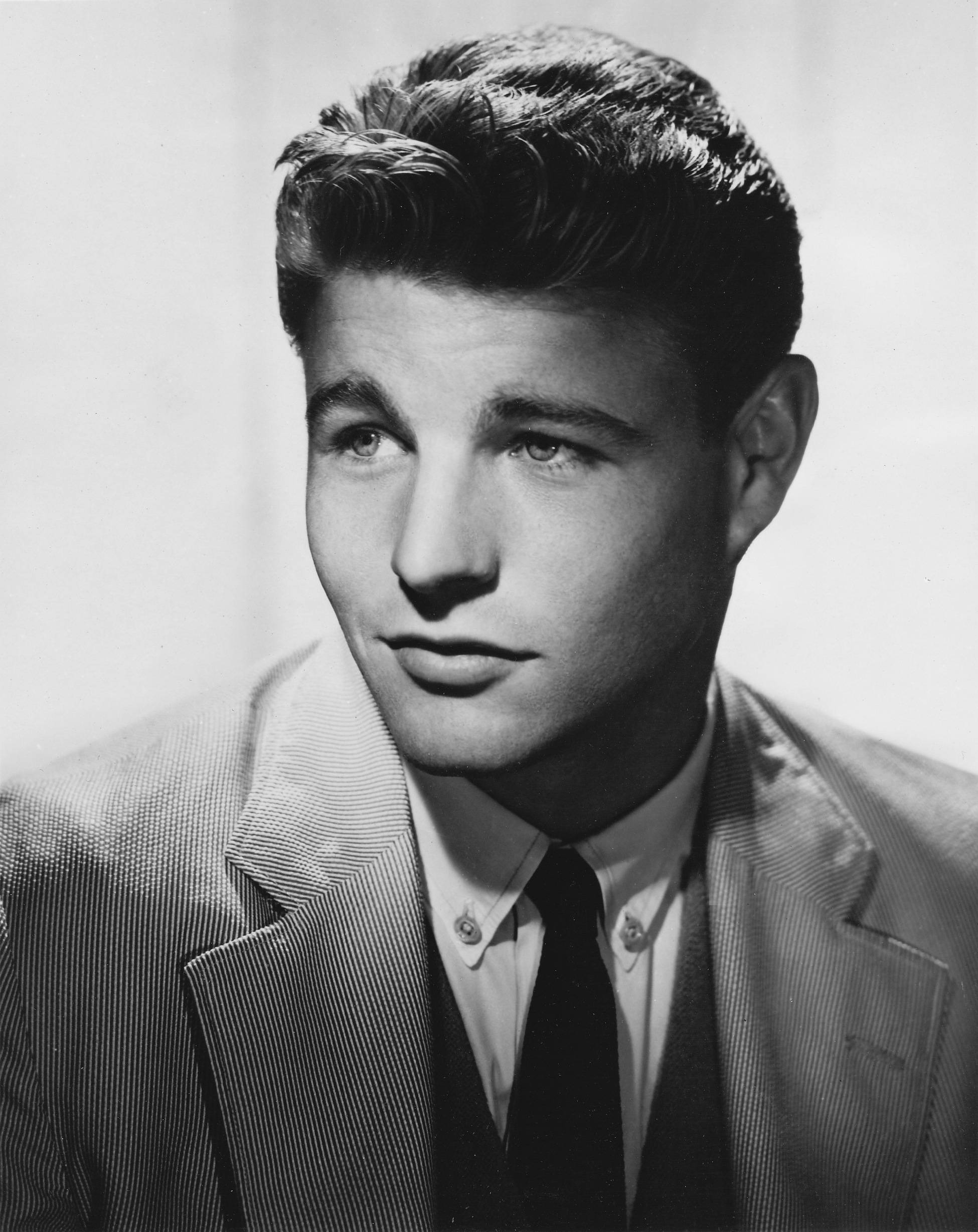 Rick Nelson, black and white, pinstripe suit, Full HD Phone Wallpaper