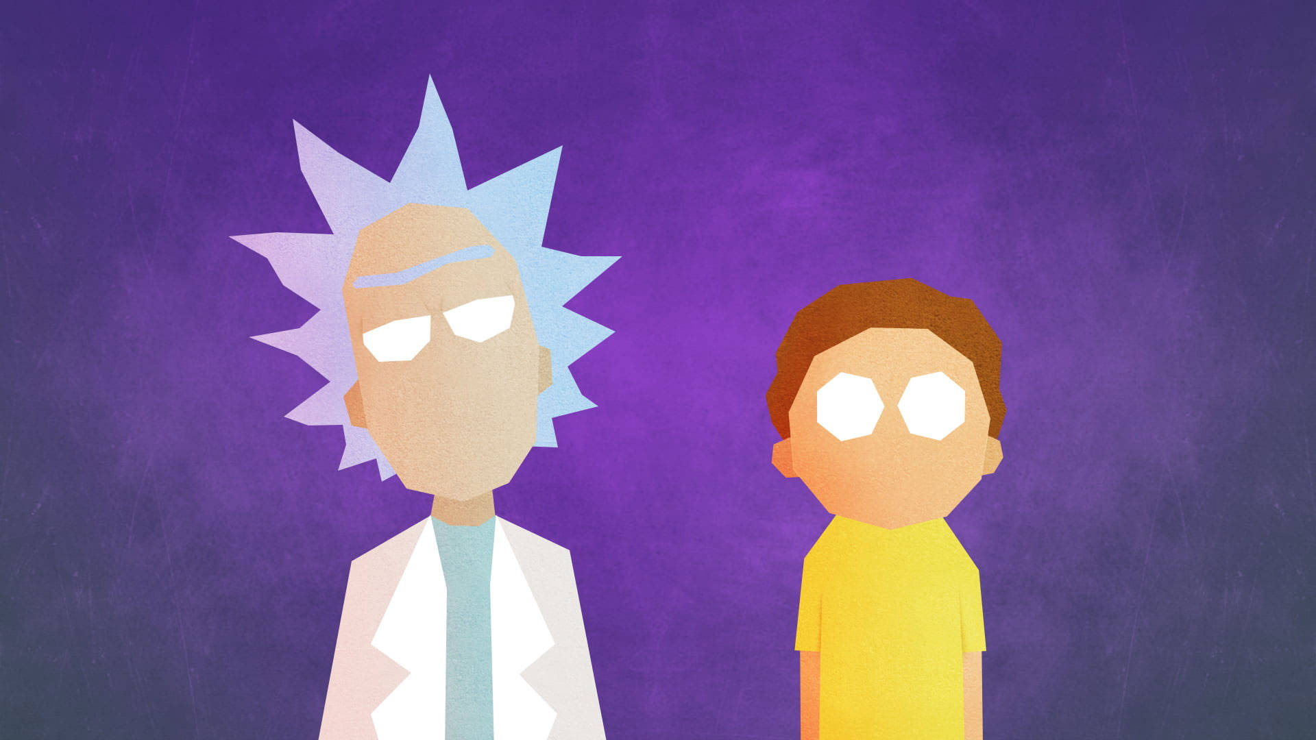 Rick Sanchez, glowing eyes, textured purple background, Full HD Desktop Wallpaper