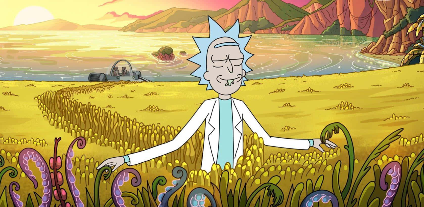 Rick Sanchez, alien flora, spaceship, HD Desktop Wallpaper