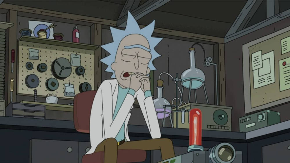 Rick Sanchez, cluttered lab, scientific equipment, SD Desktop Wallpaper