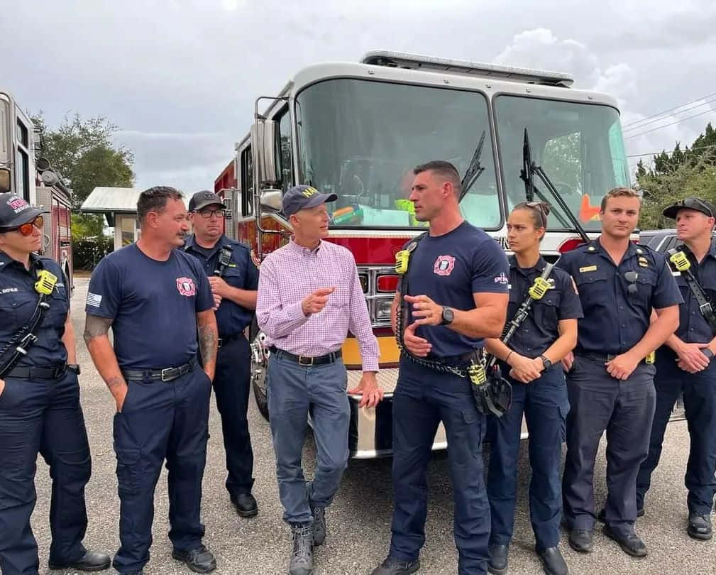 Rick Scott, firefighters, uniform, SD Desktop Wallpaper