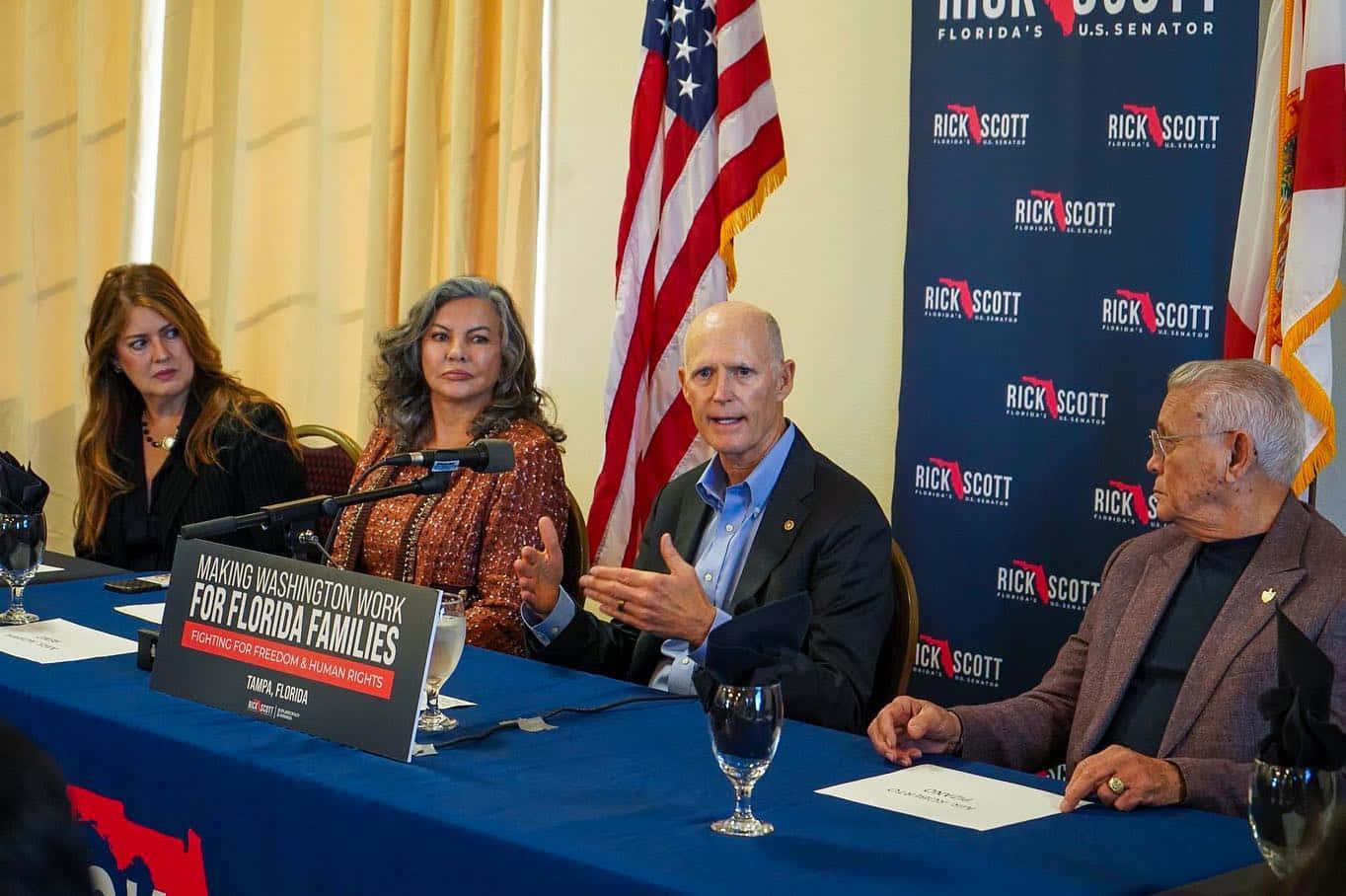 Rick Scott, roundtable discussion, blue table, HD Desktop Wallpaper