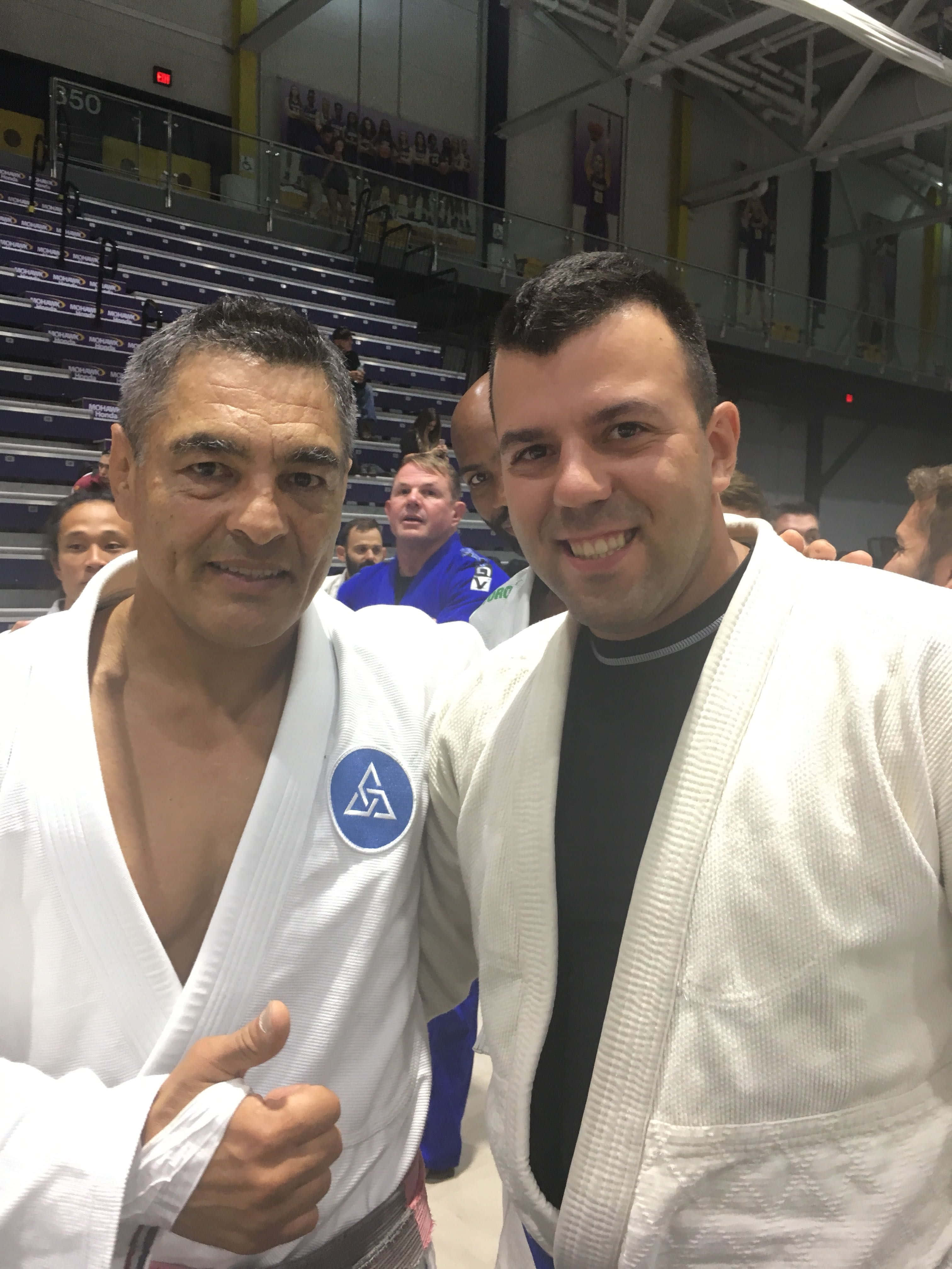 Rickson Gracie, white judo gis, martial arts event, 4K Phone Wallpaper
