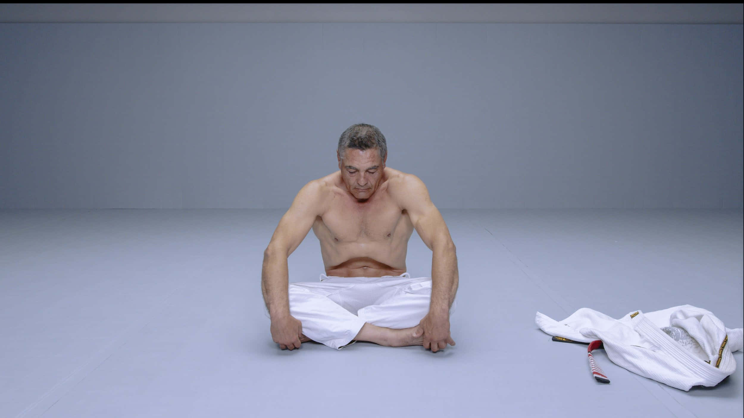 Rickson Gracie, gray mat, minimalist studio, Full HD Desktop Wallpaper