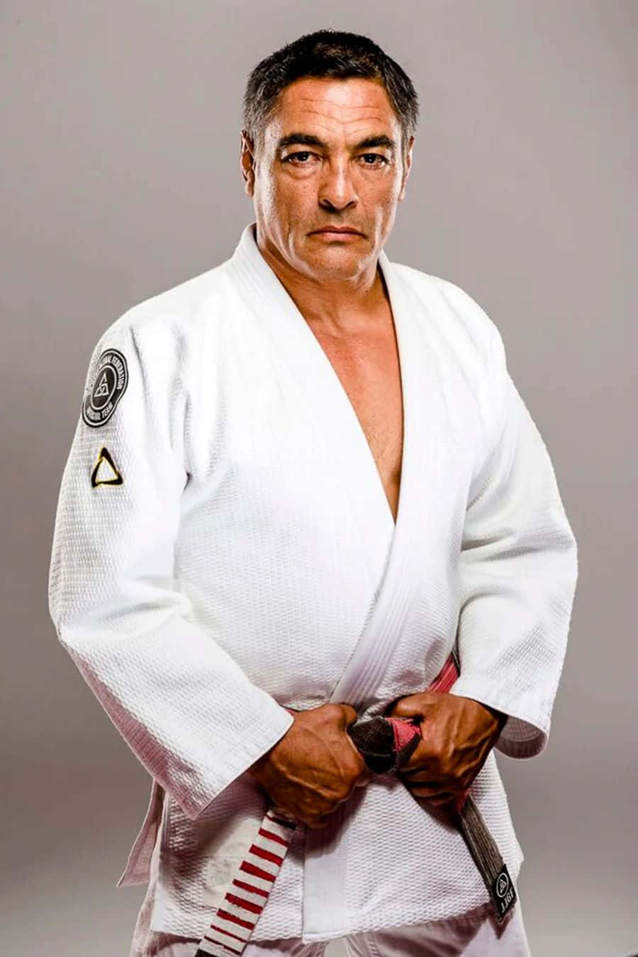 Rickson Gracie, white judo gi, red belt, HD Phone Wallpaper