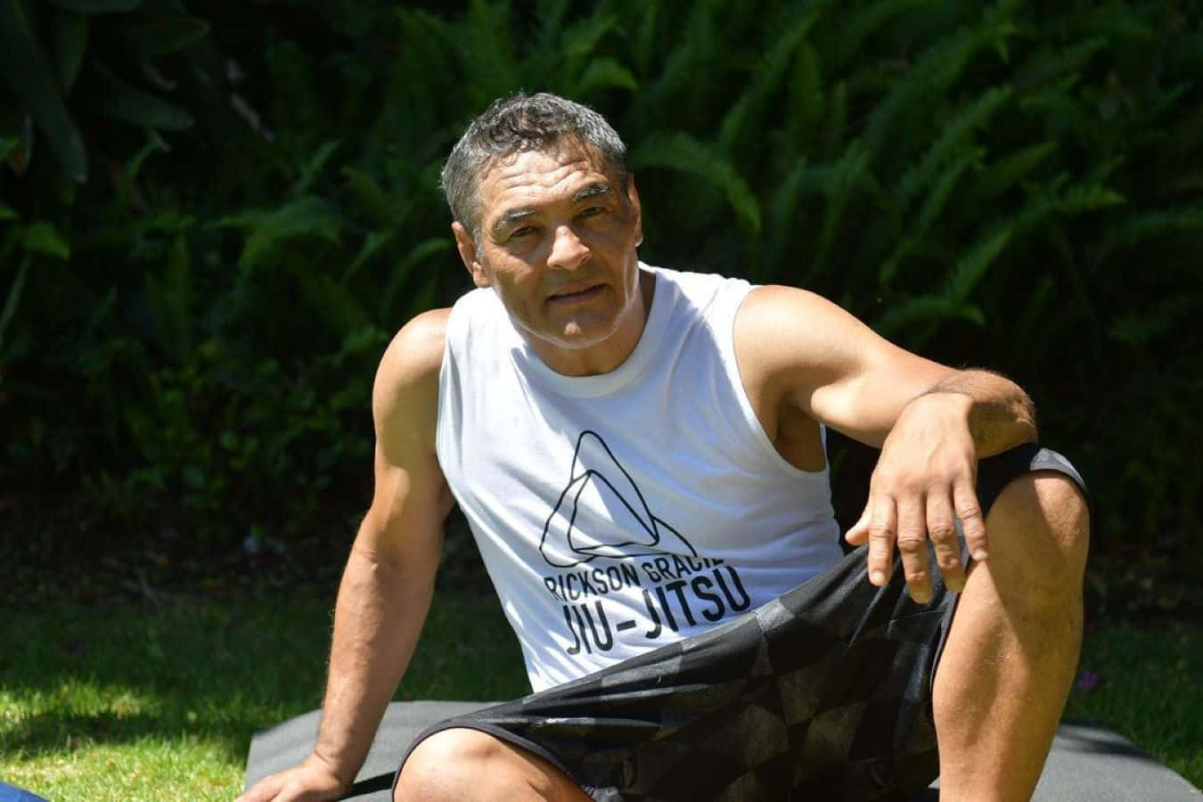 Rickson Gracie, white tank top, black shorts, HD Desktop Wallpaper