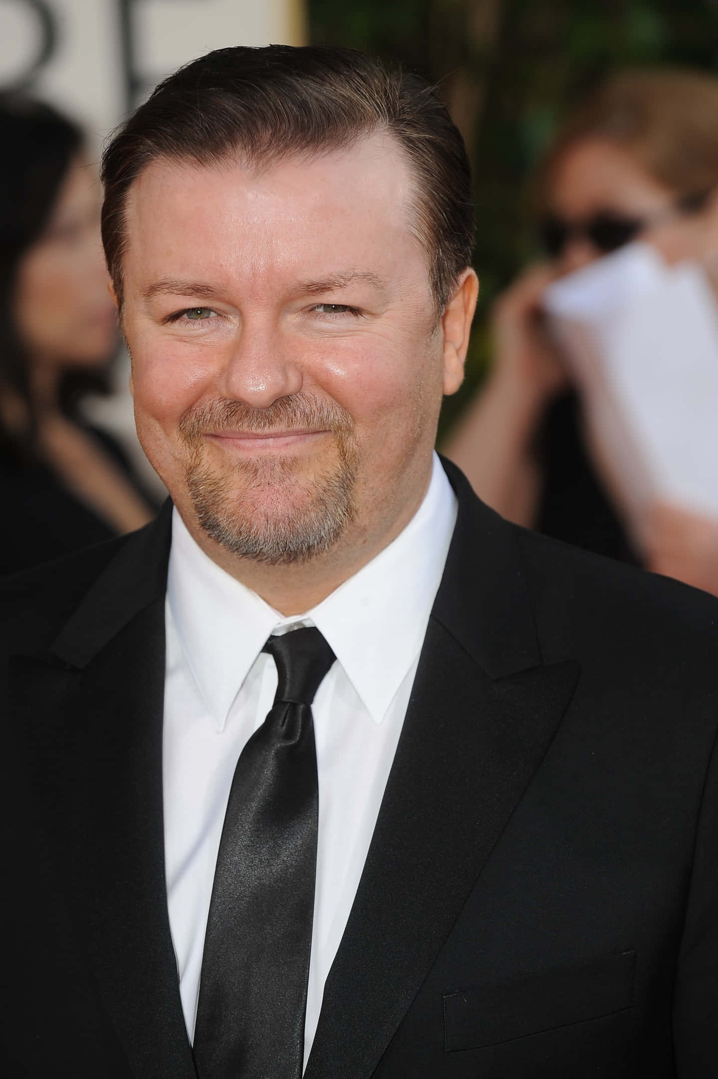 Ricky Gervais, black suit and tie, formal event, Full HD Phone Wallpaper
