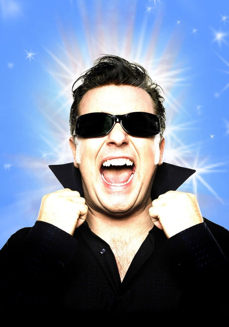 Ricky Gervais, black sunglasses, black shirt, SD Phone Wallpaper