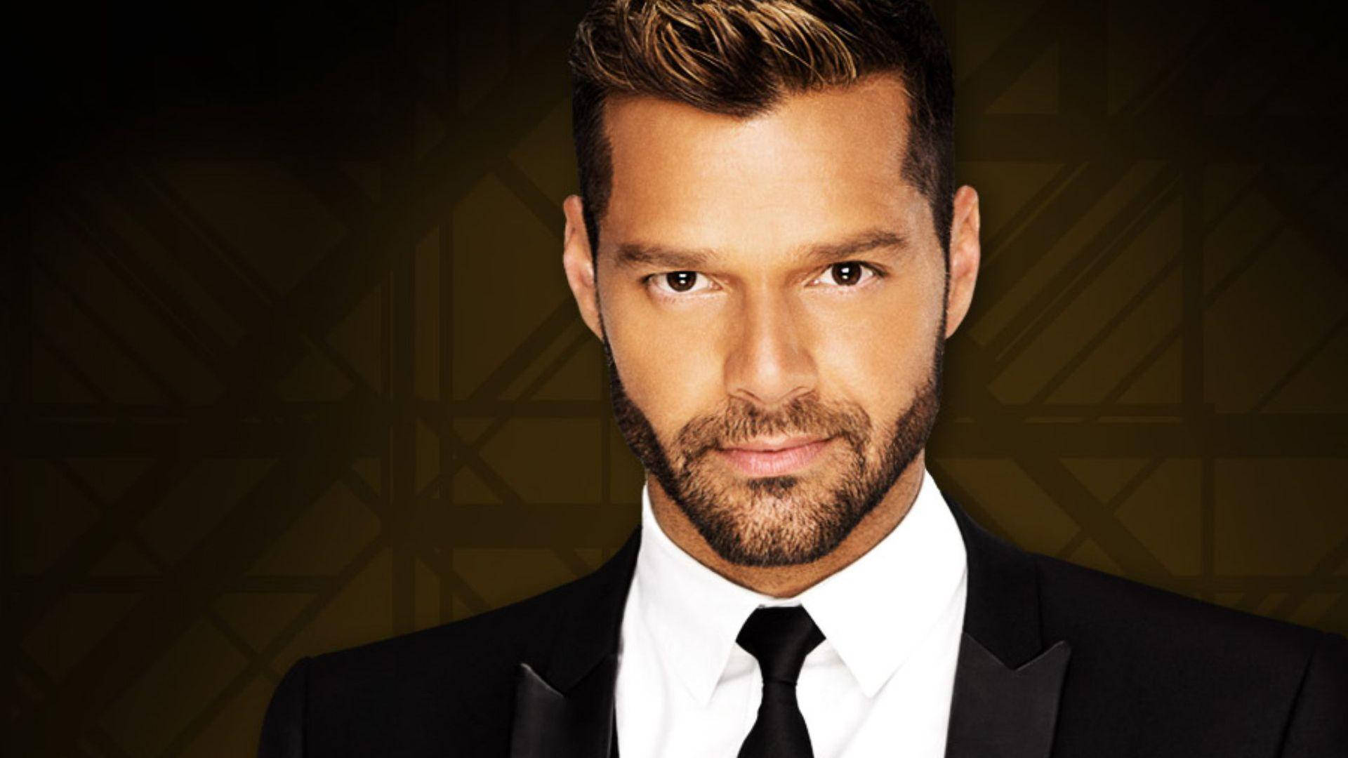 Ricky Martin, black suit, tie, Full HD Desktop Wallpaper