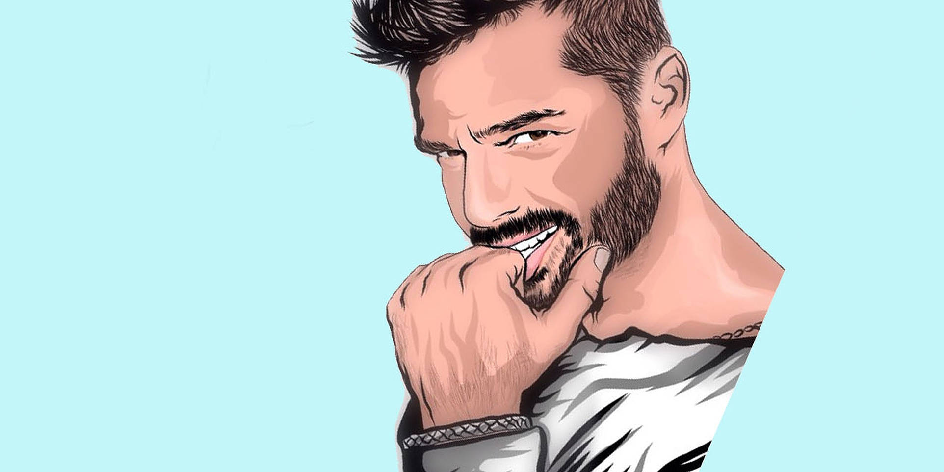 Ricky Martin, bearded man, smirk, Full HD Desktop Wallpaper