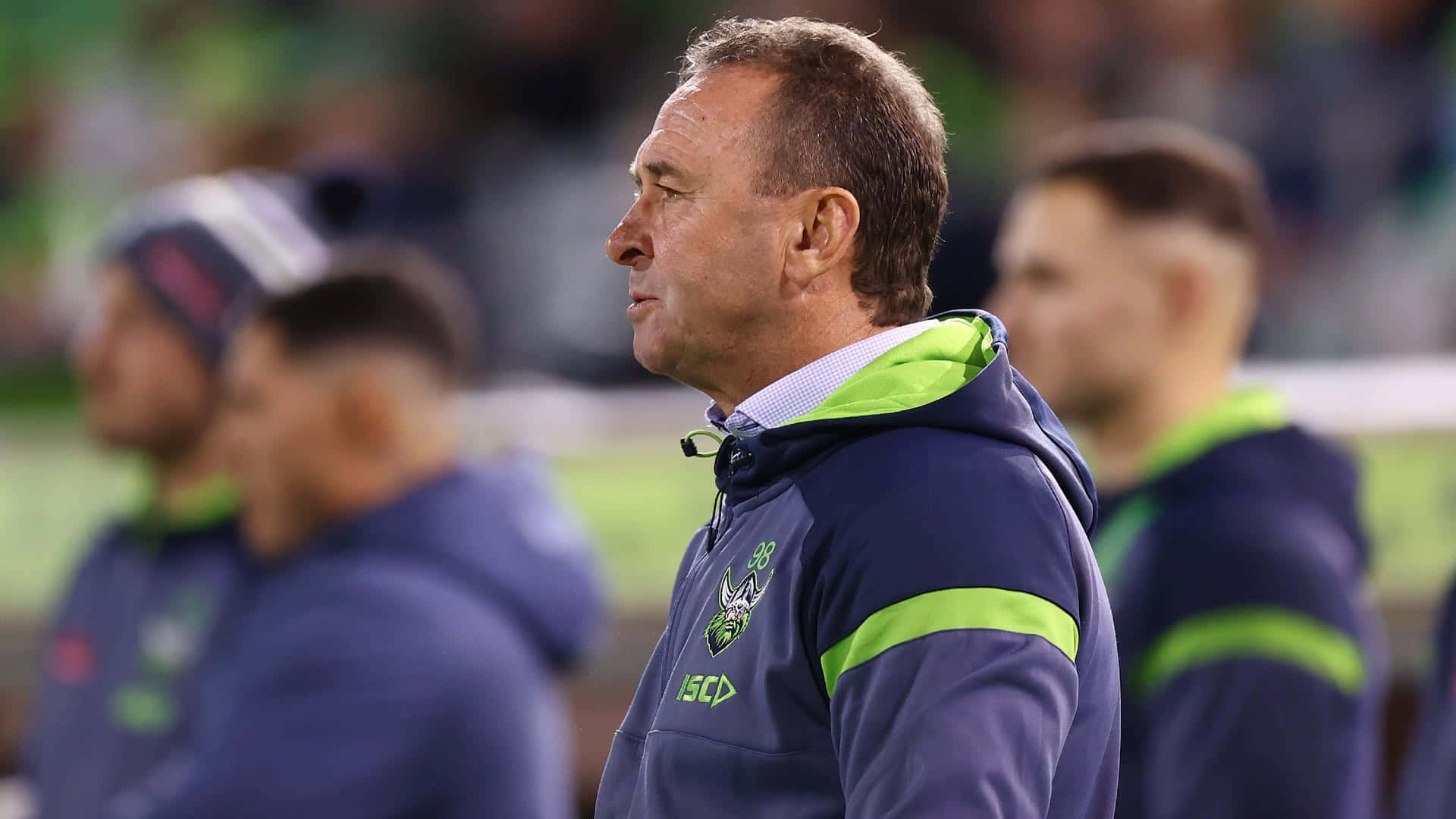 Ricky Stuart, navy and neon green hoodie, night game, Full HD Desktop Wallpaper