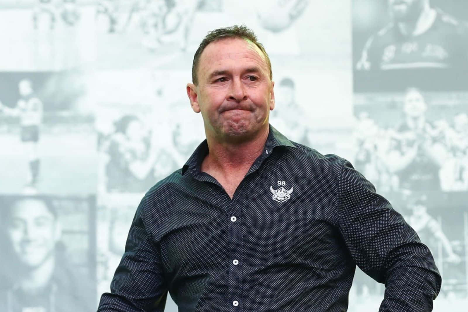 Ricky Stuart, dark patterned shirt, team logo, HD Desktop Wallpaper