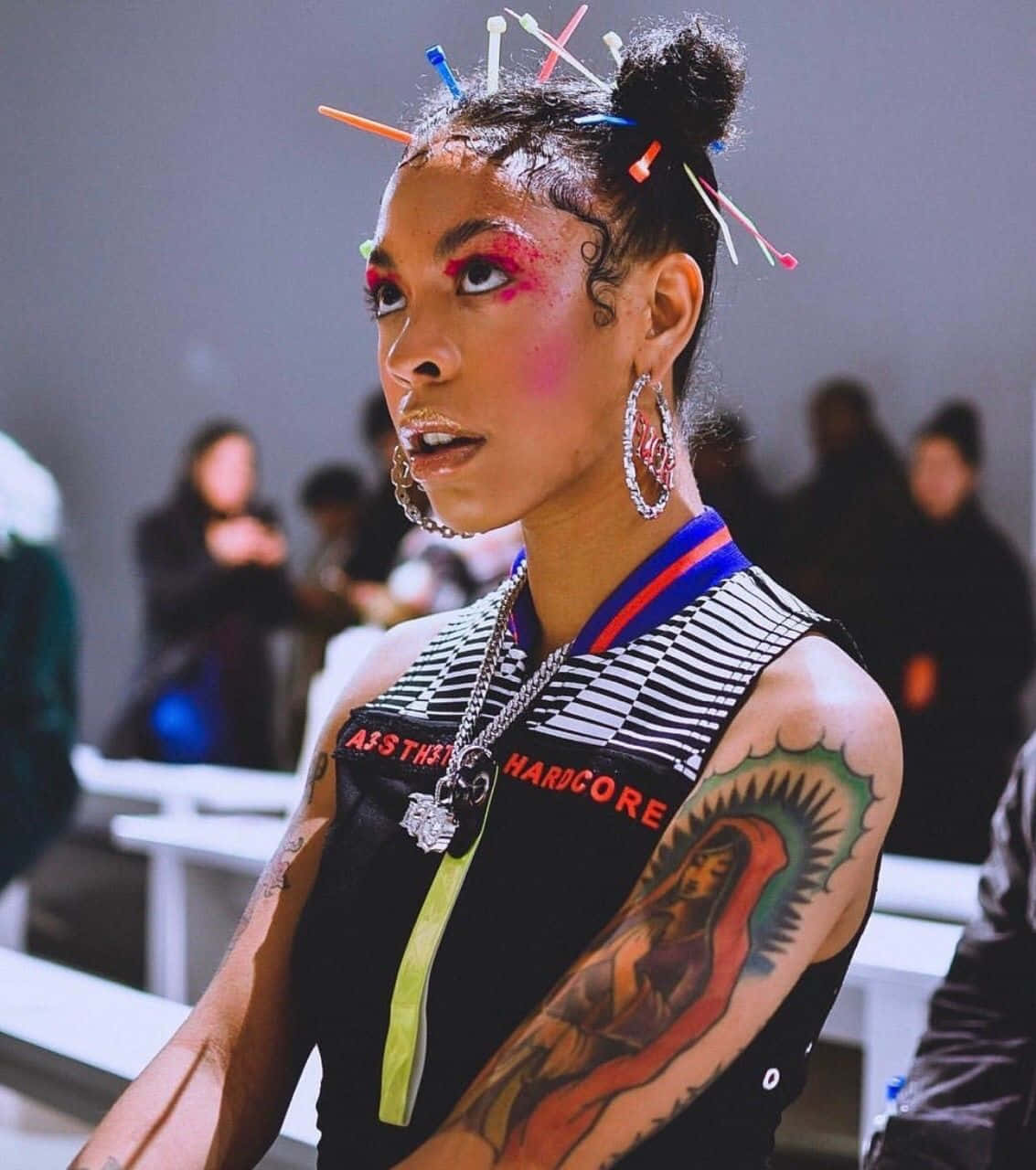 Rico Nasty, vibrant makeup, colorful hairpins, HD Phone Wallpaper