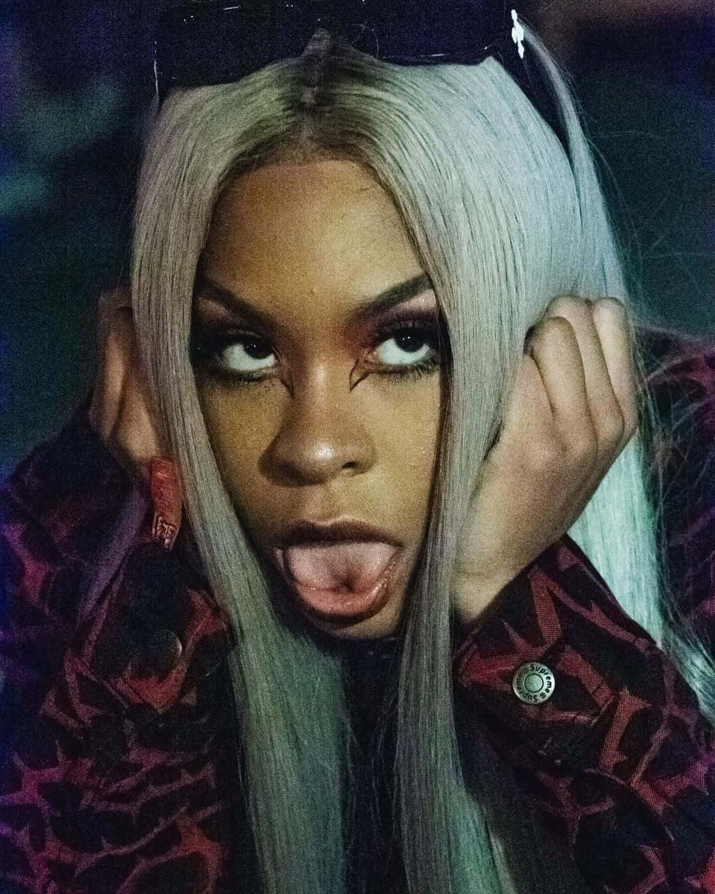 Rico Nasty, silver hair, bold makeup, HD Phone Wallpaper