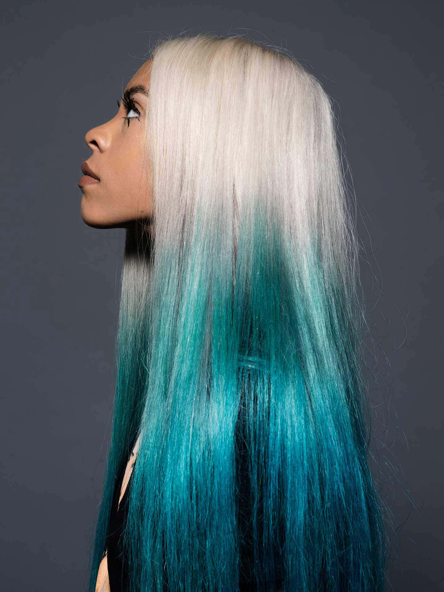 Rico Nasty, platinum blonde hair, vibrant teal, Full HD Phone Wallpaper