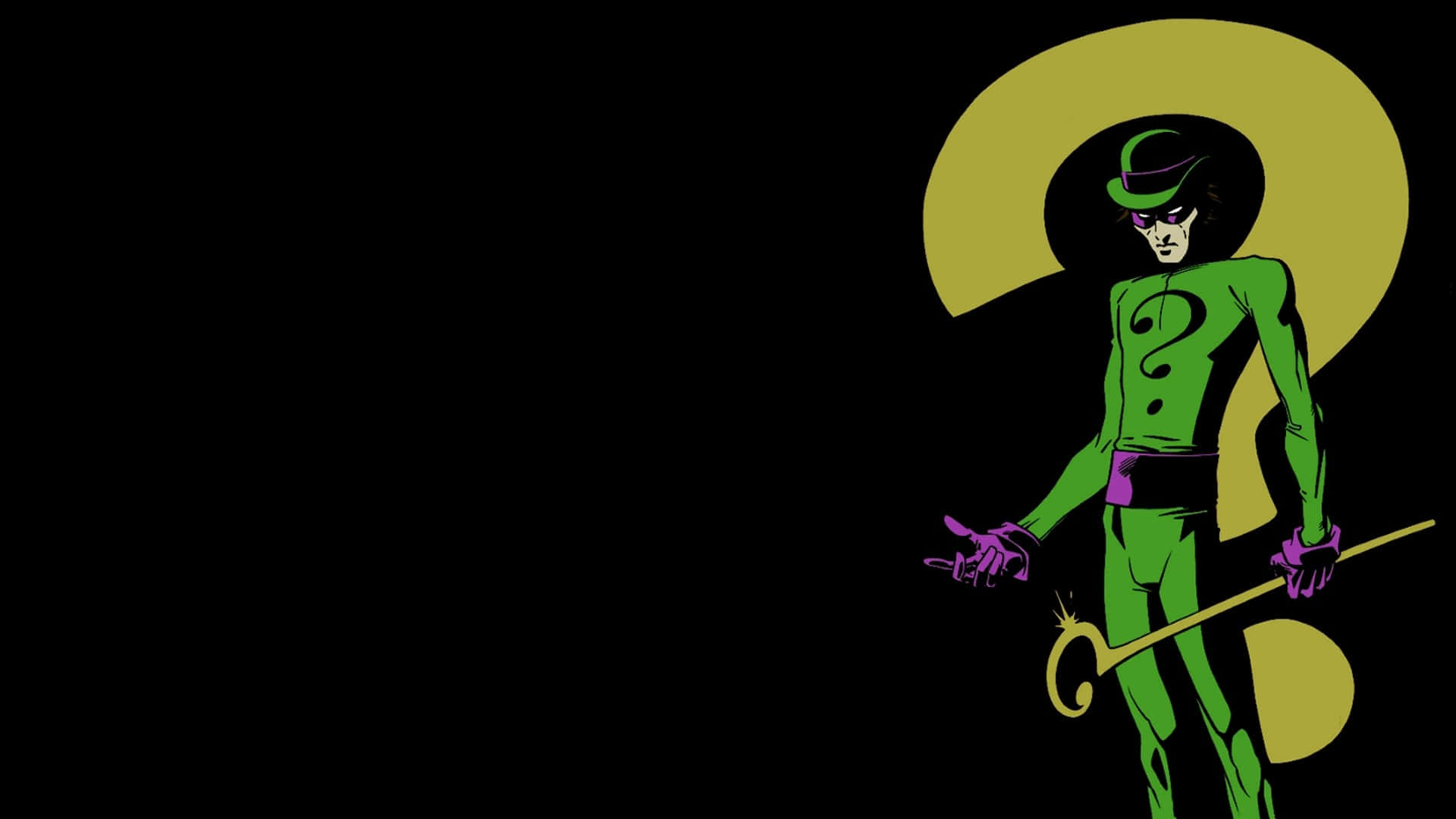 Riddler, green-suited, yellow question mark, Full HD Desktop Wallpaper
